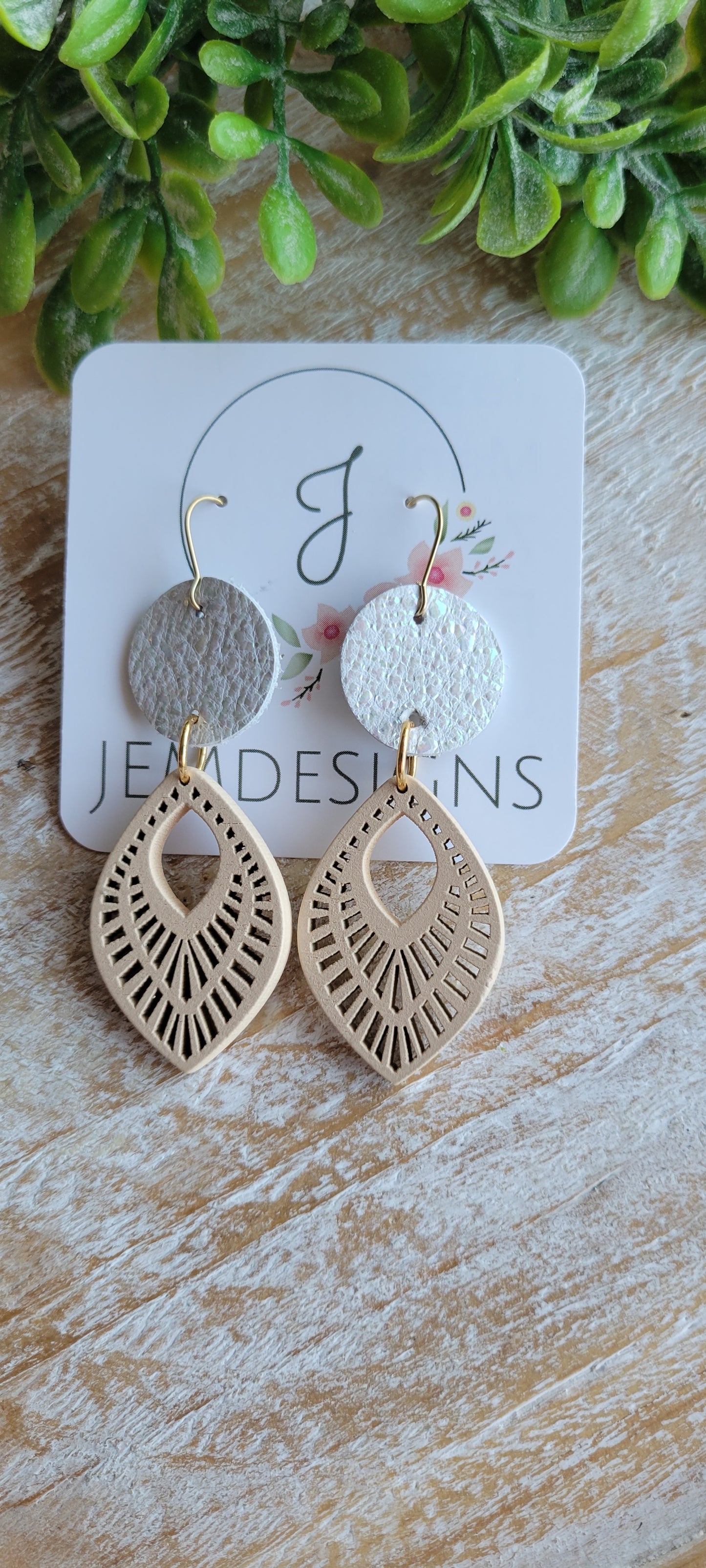 Wood and Leather Earrings
