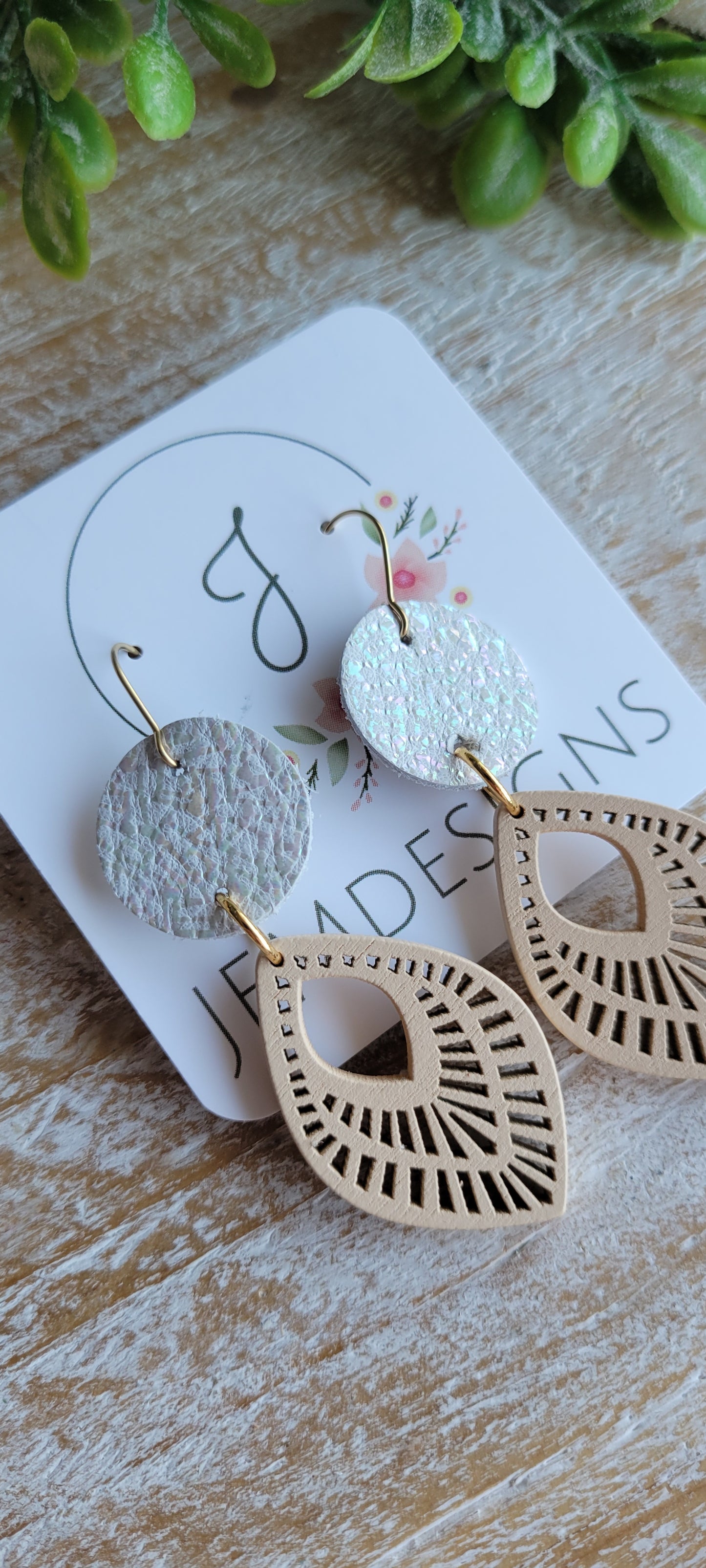 Wood and Leather Earrings