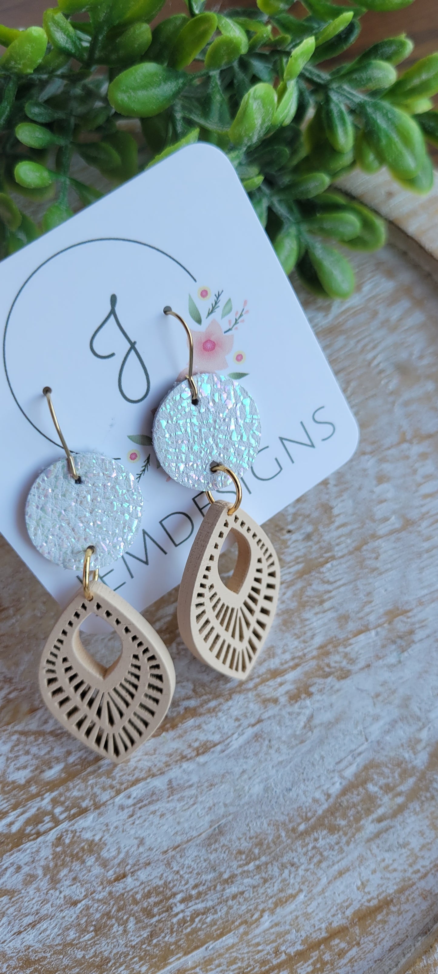 Wood and Leather Earrings