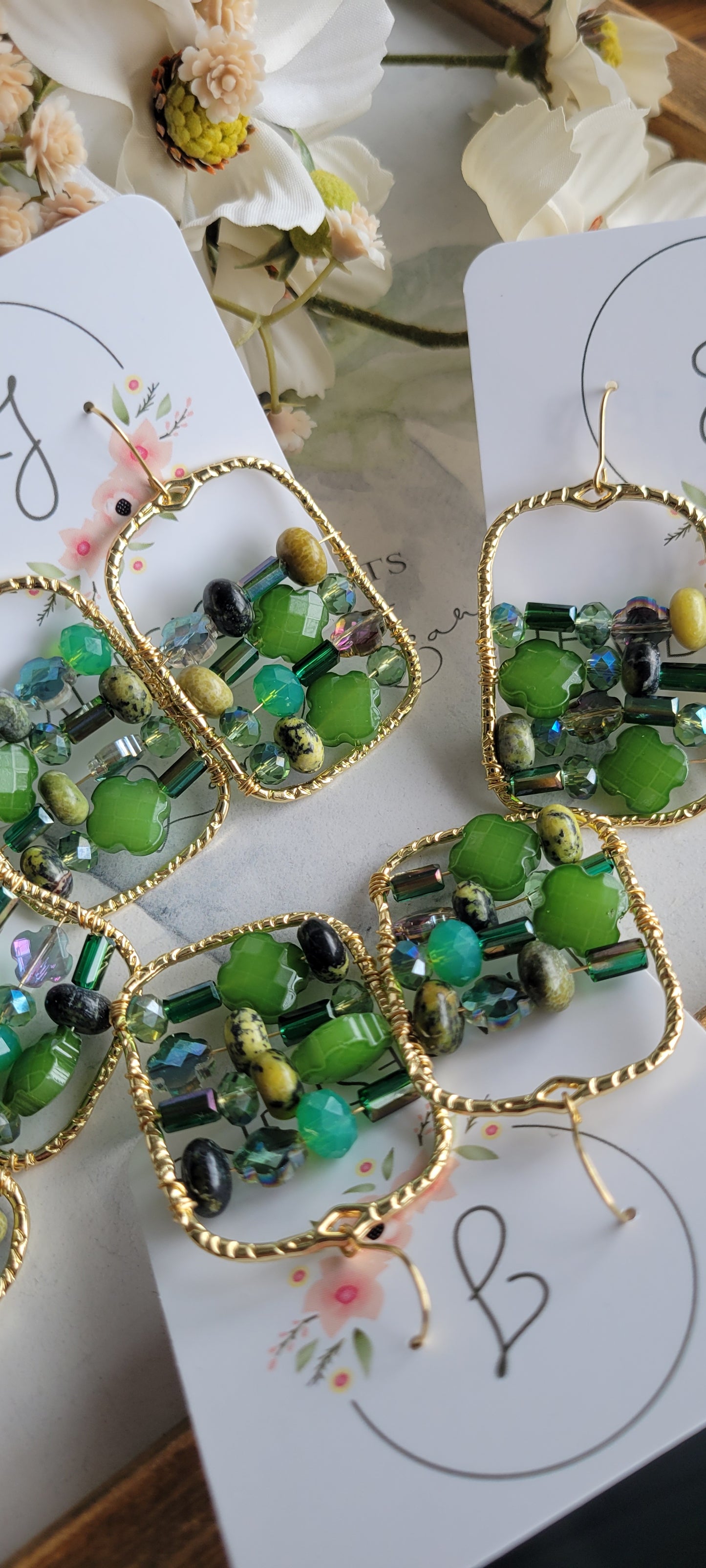 Green Beaded Earrings