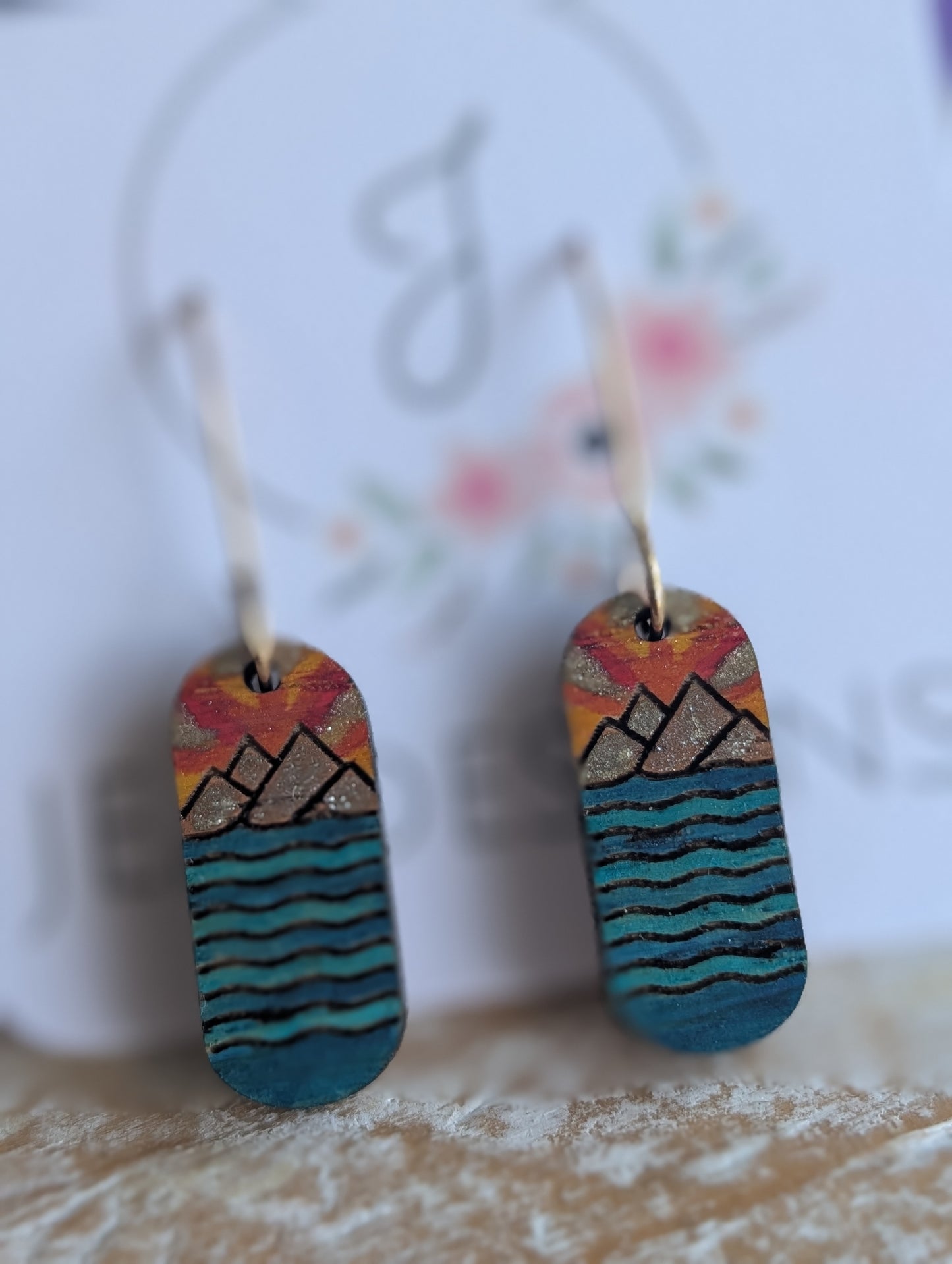 Sunset Mountain Scene Earrings