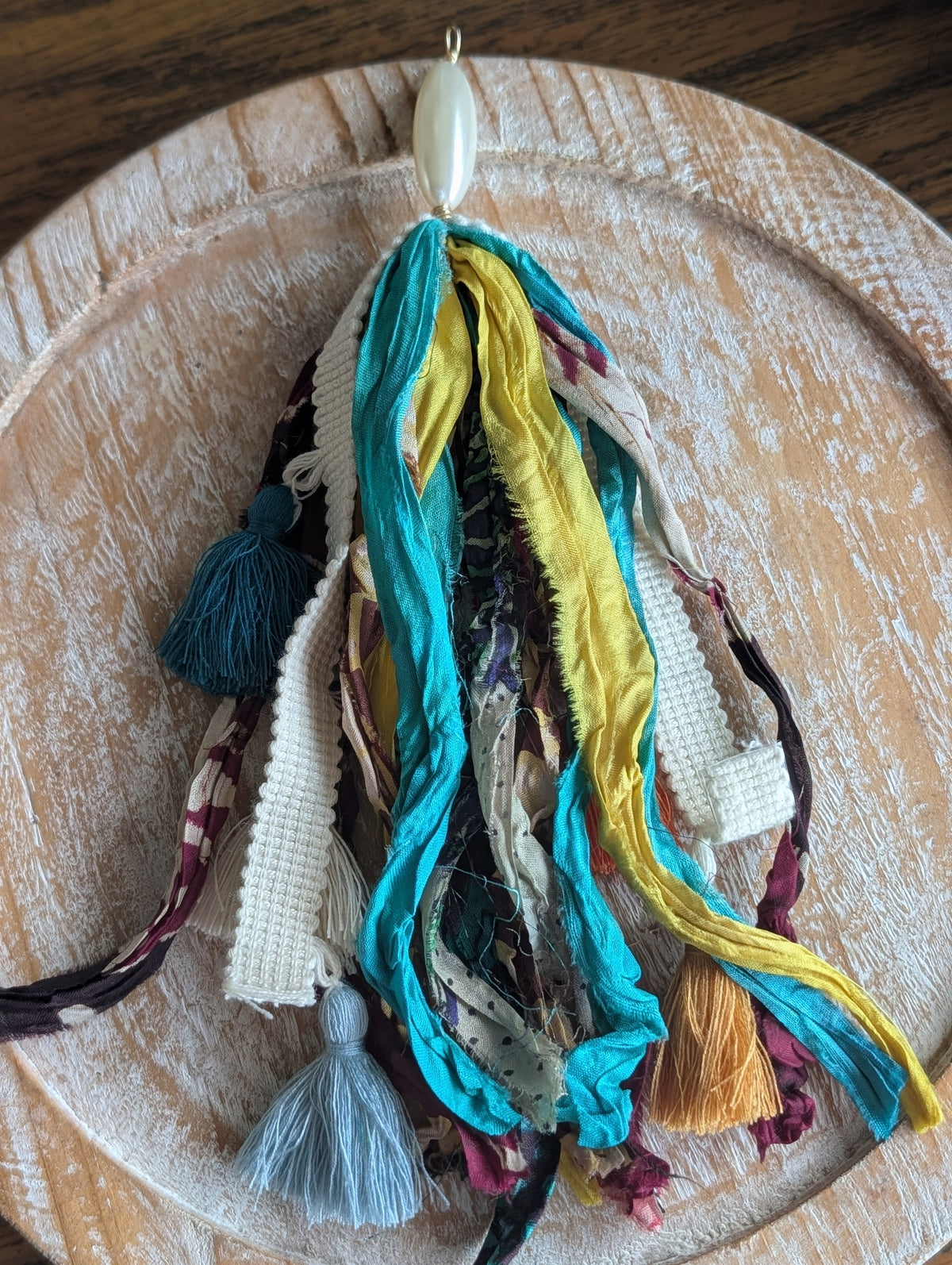 Handcrafted Boho Ribbon & Tassel Bag Charm