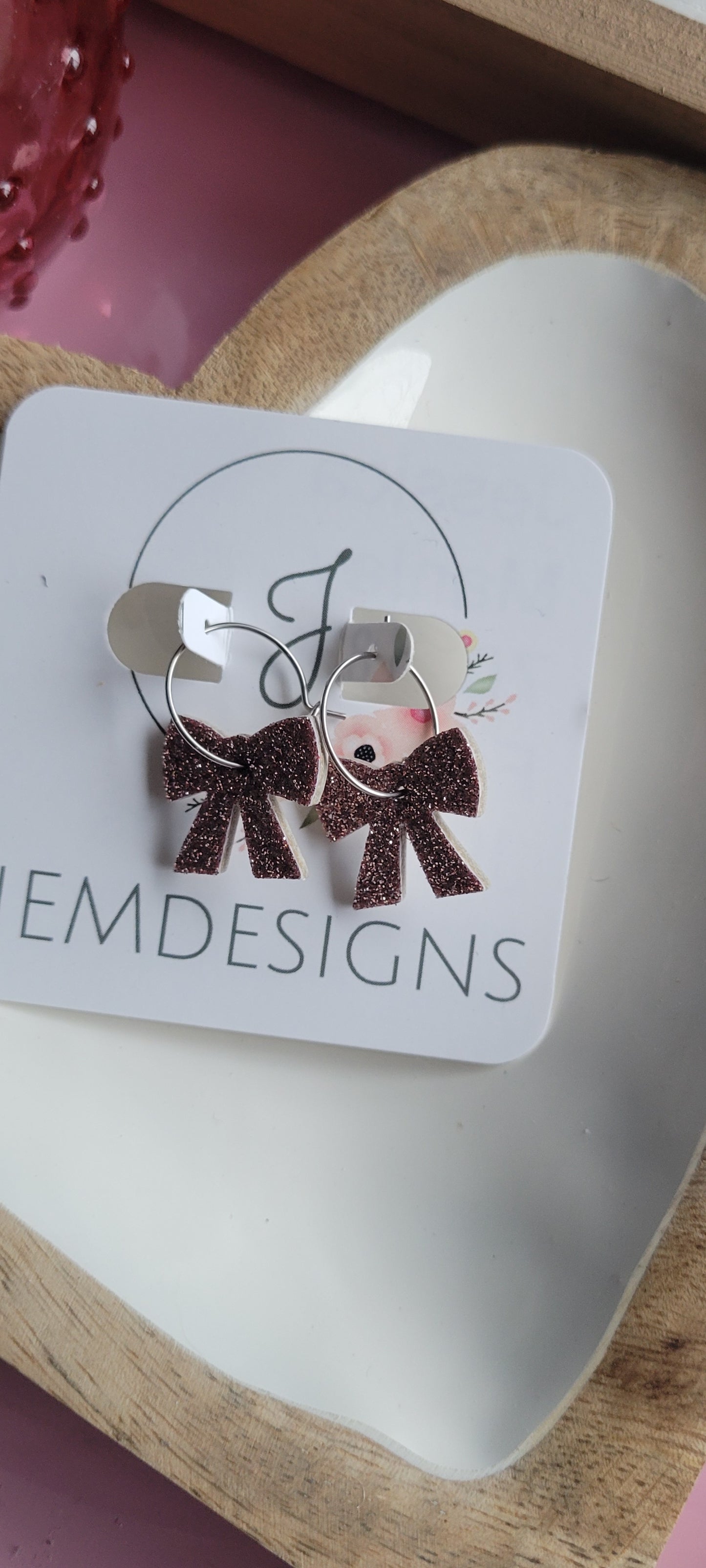 Small Pink Bow Earrings