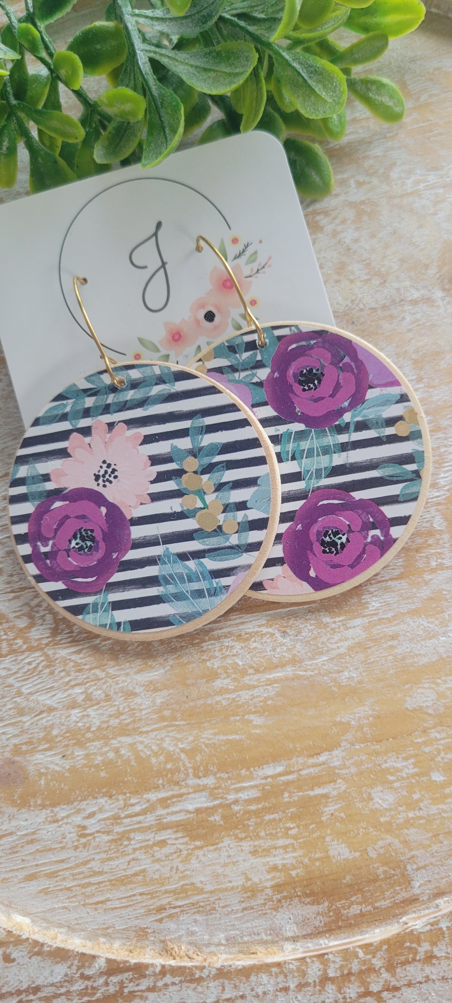 Purple Floral Earrings