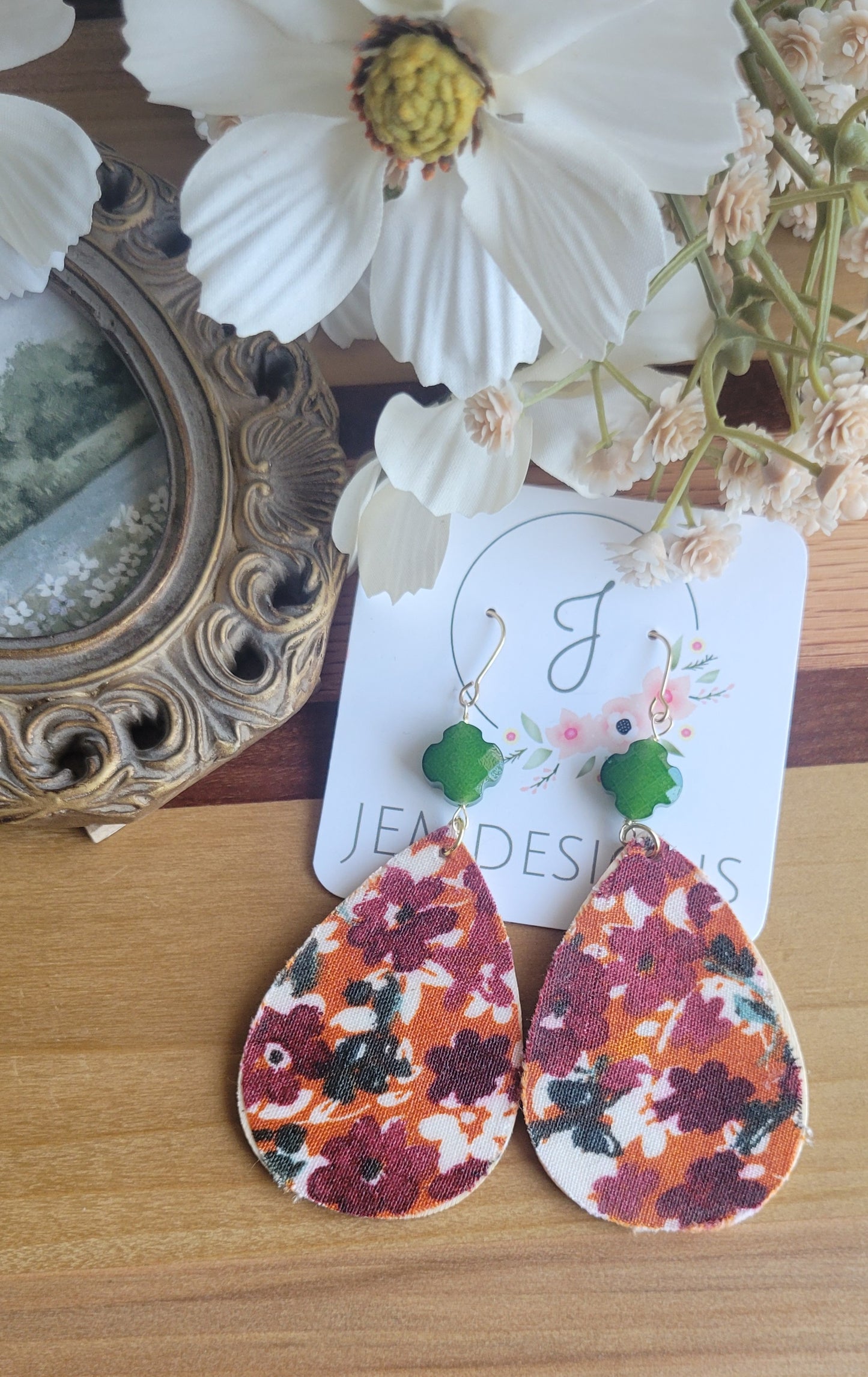 Autumn Floral Fabric Earrings