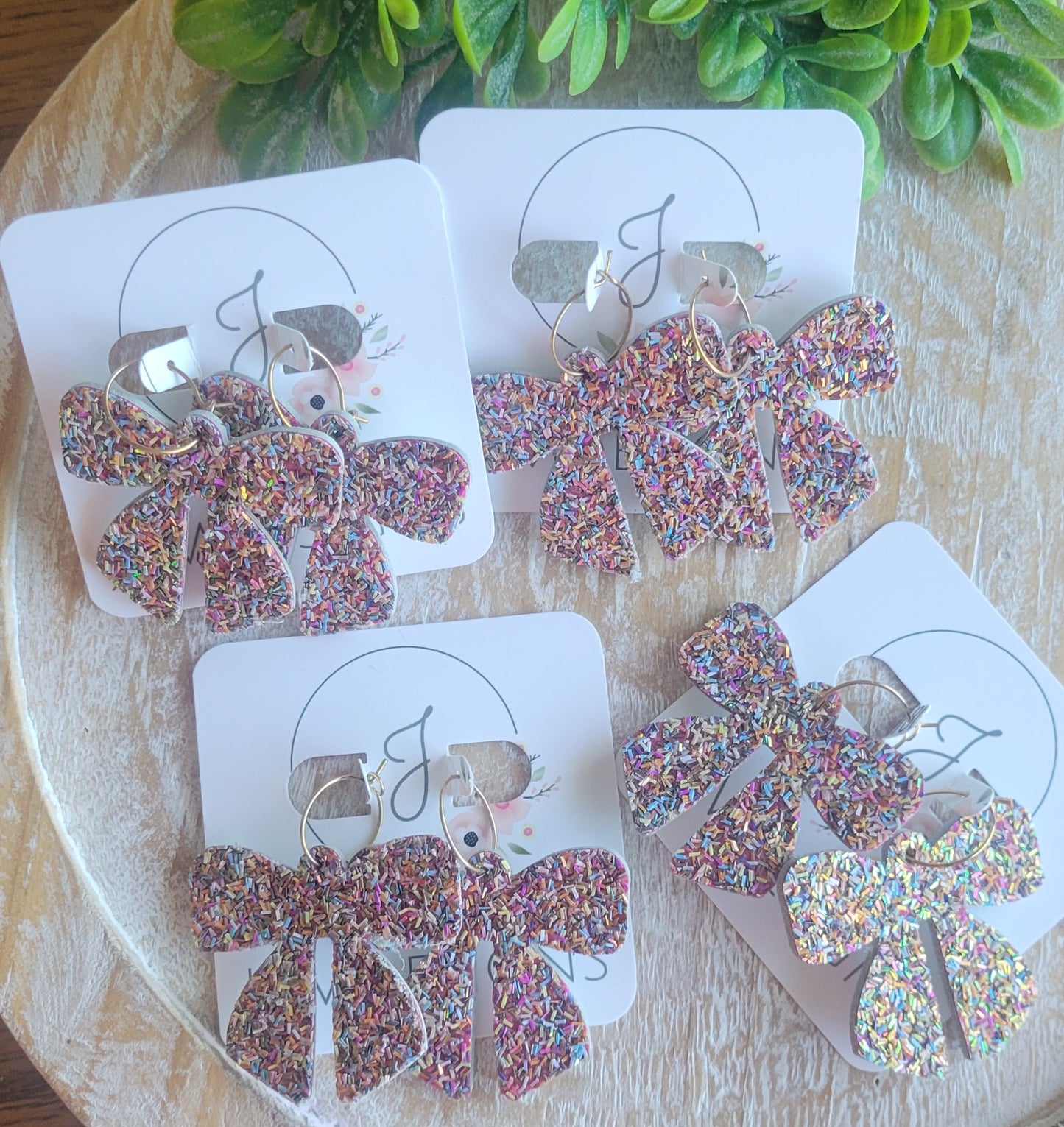 Confetti Glitter Bow Earrings