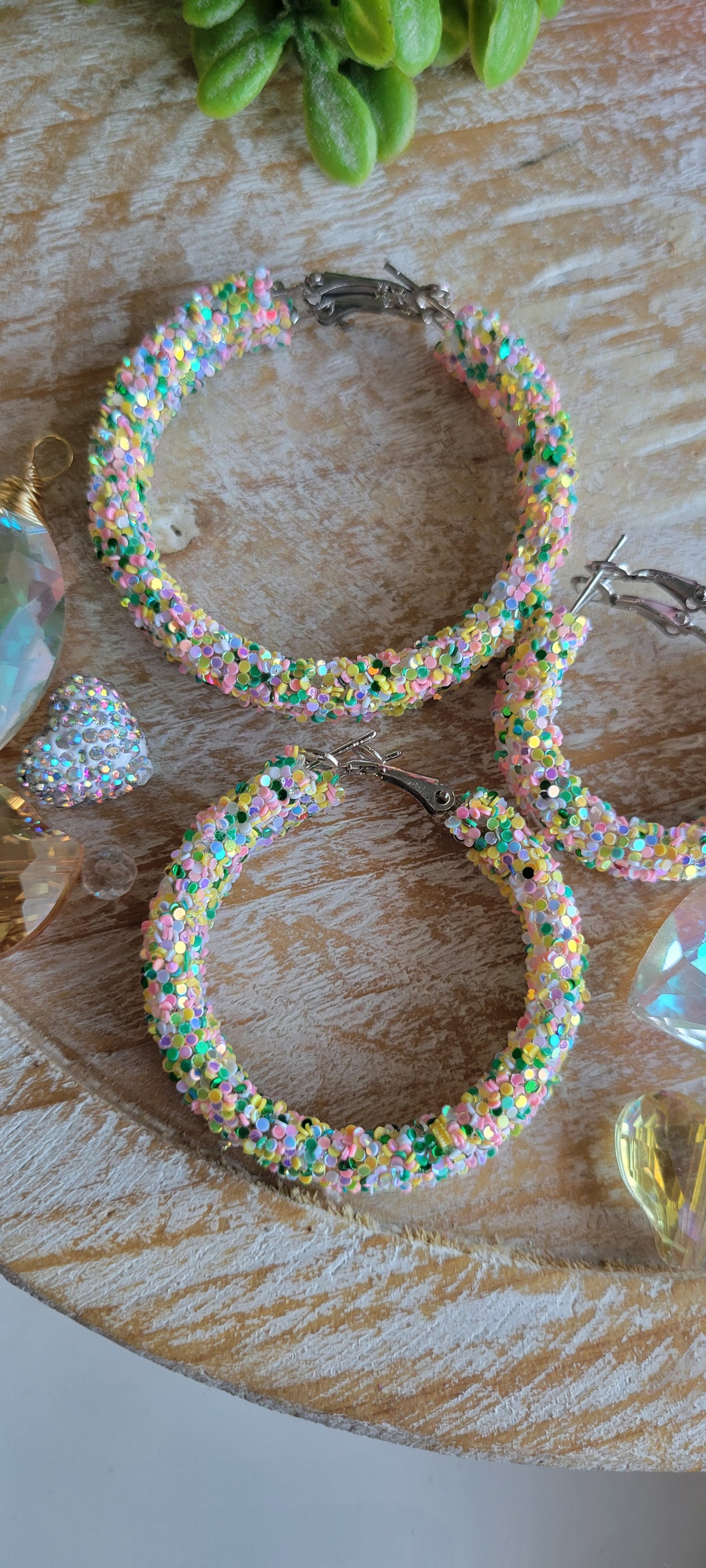 Spring Glitter Hoop Earrings