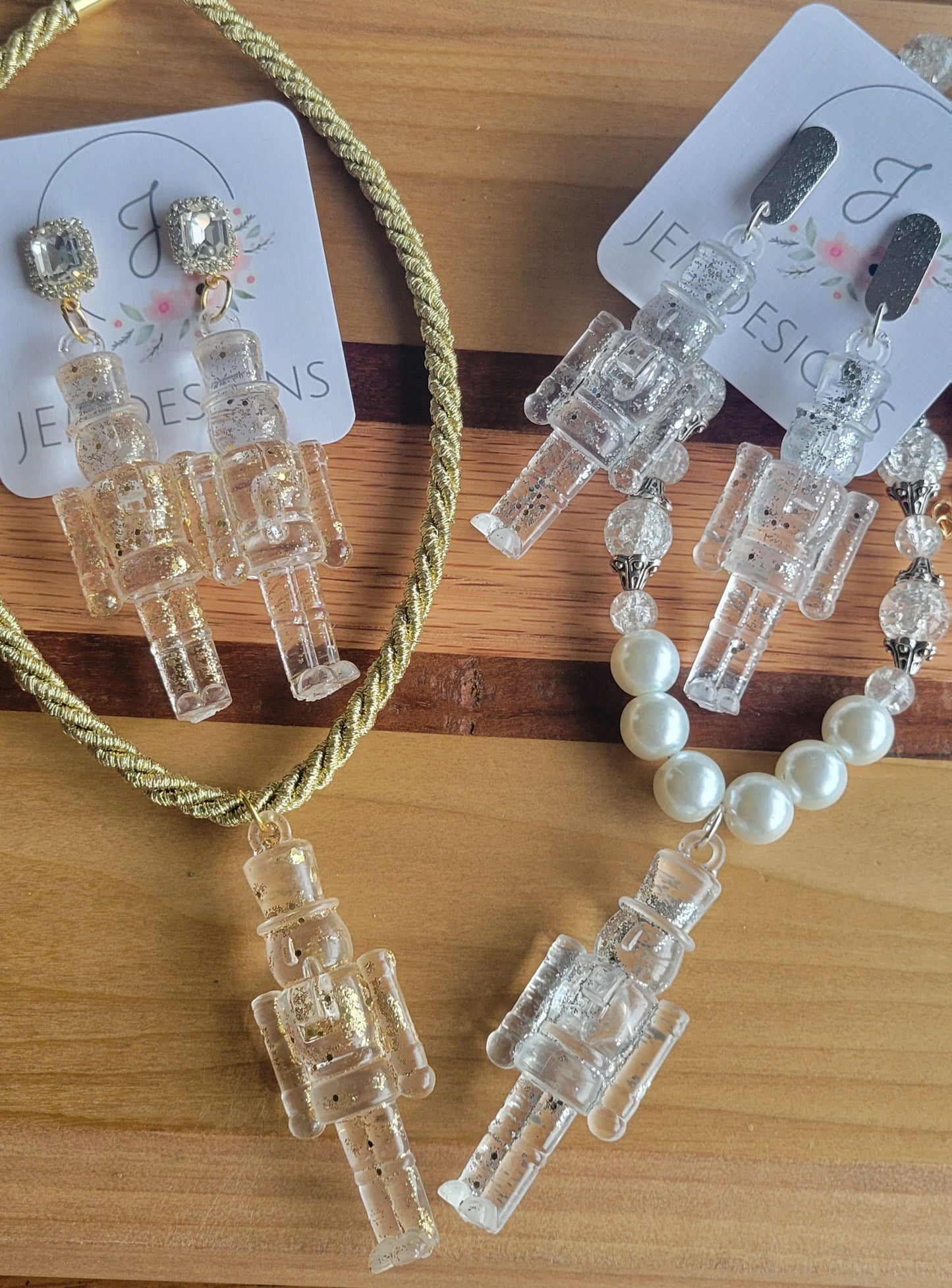 Gold Icy Nutcracker Necklace and Earrings