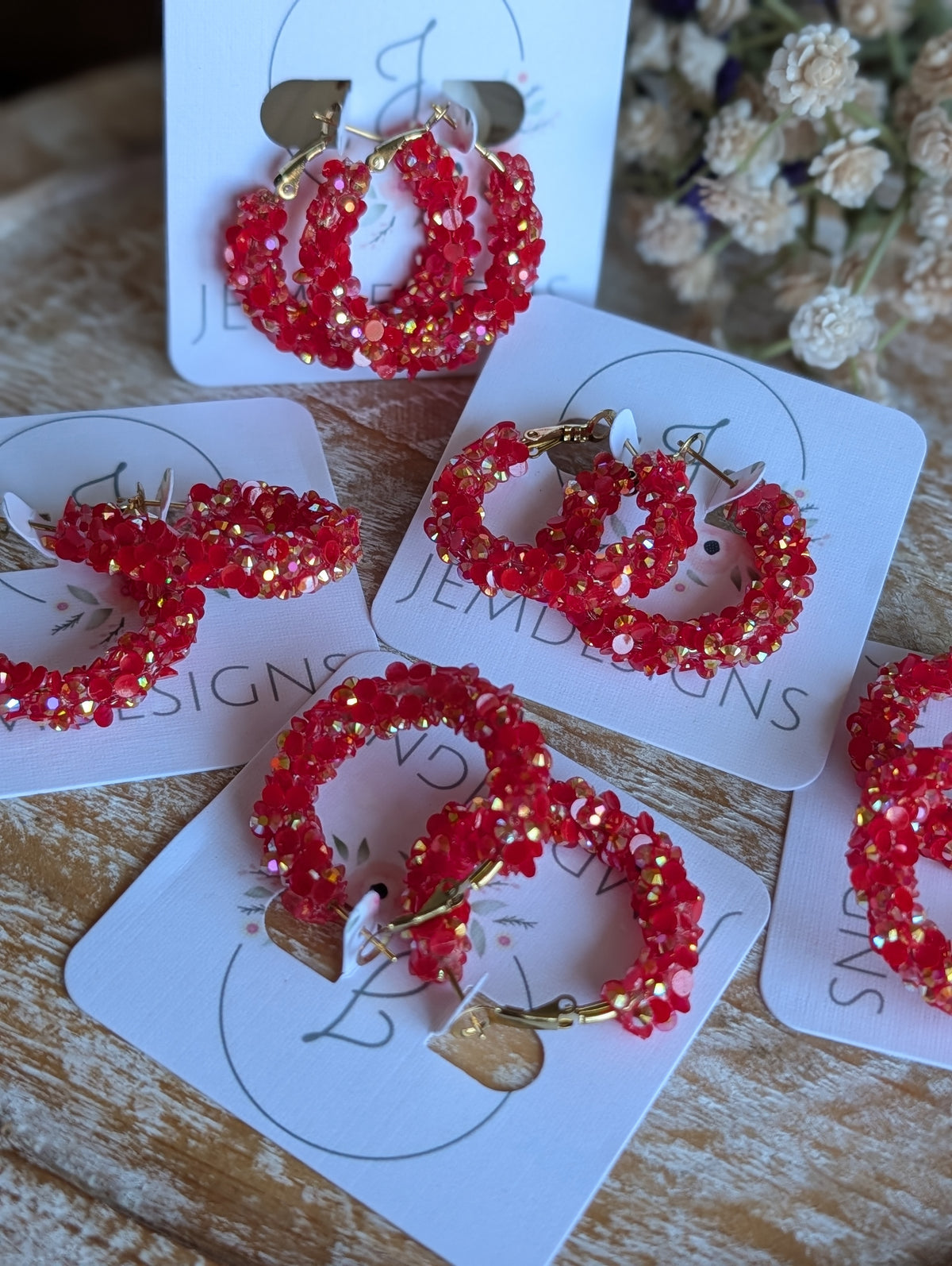 Holiday Cheer Glitter Hoop Earrings