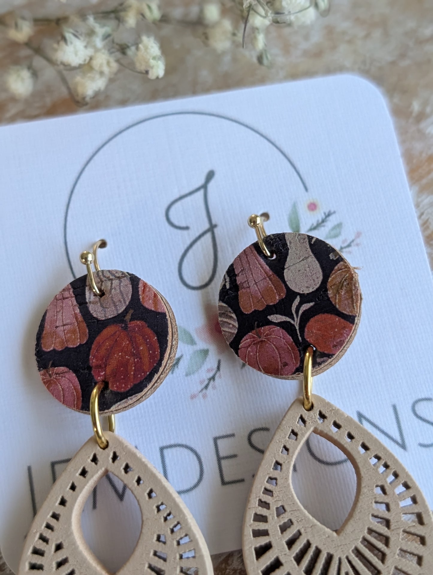 Pumpkin Wood Earrings
