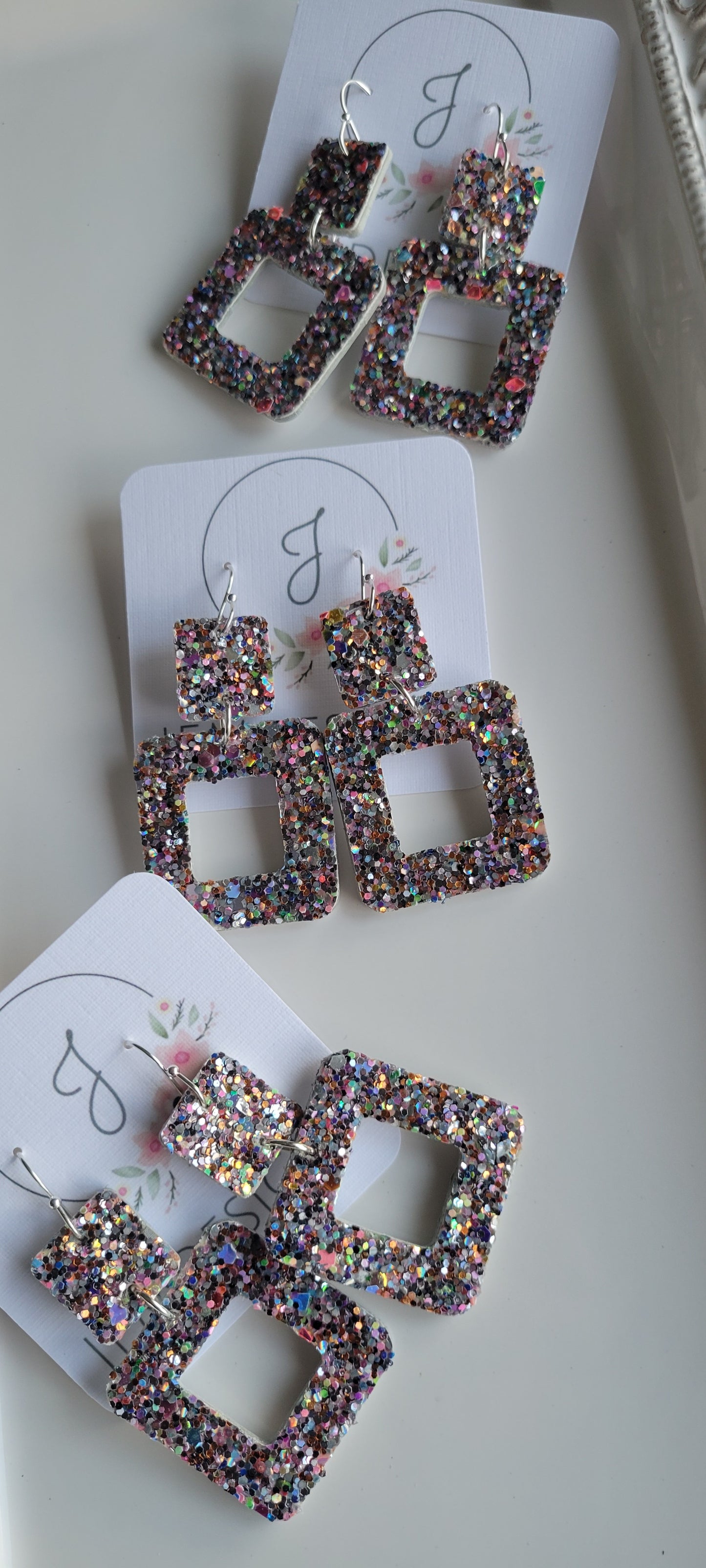 Glitter Square Earrings