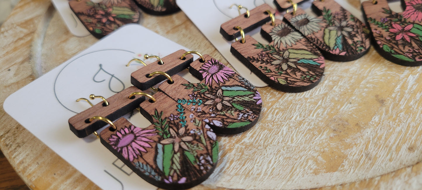 Floral Wood Earrings