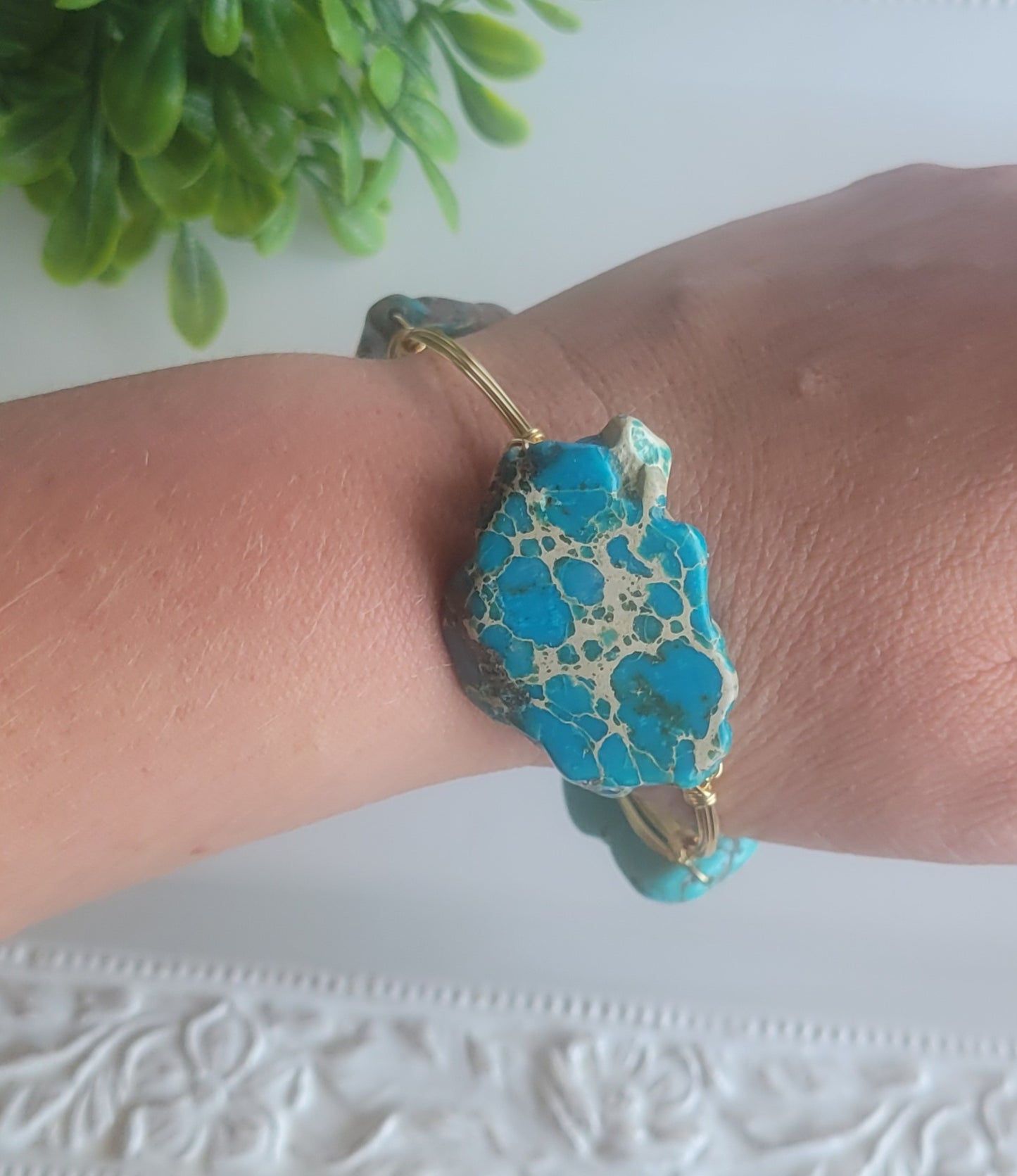 Jasper Wire Wrapped Bangle
