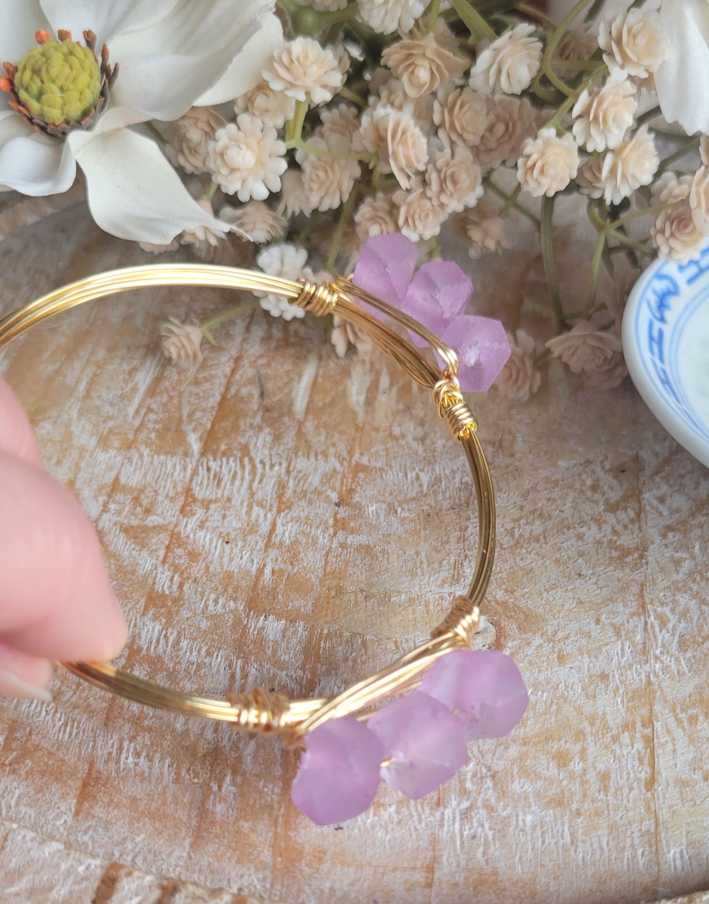 Pink Glass Bead Bangle