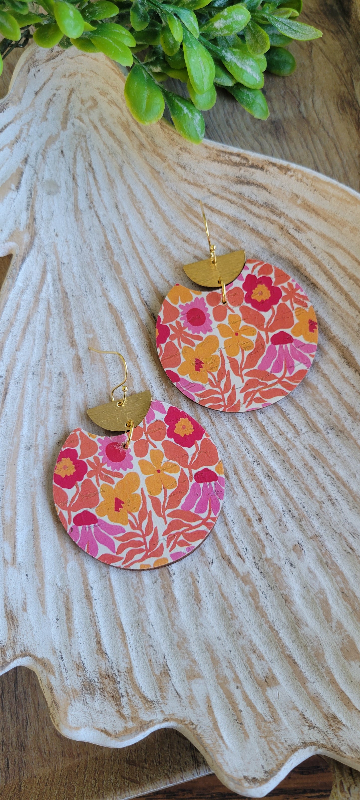 Retro Floral Cork Earrings