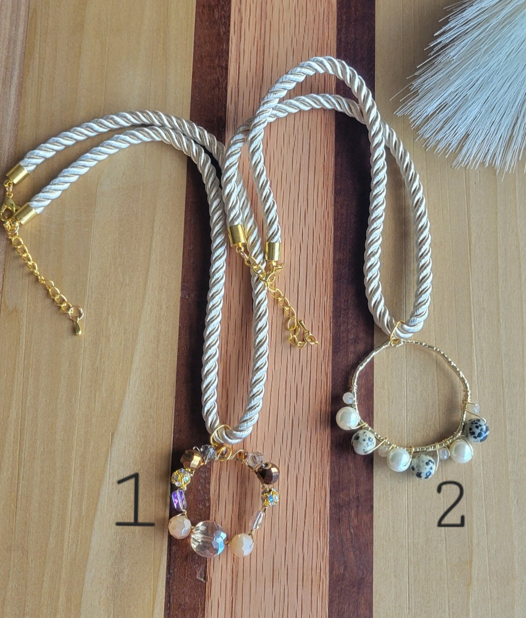 Beaded Pendant Satin Rope Necklace