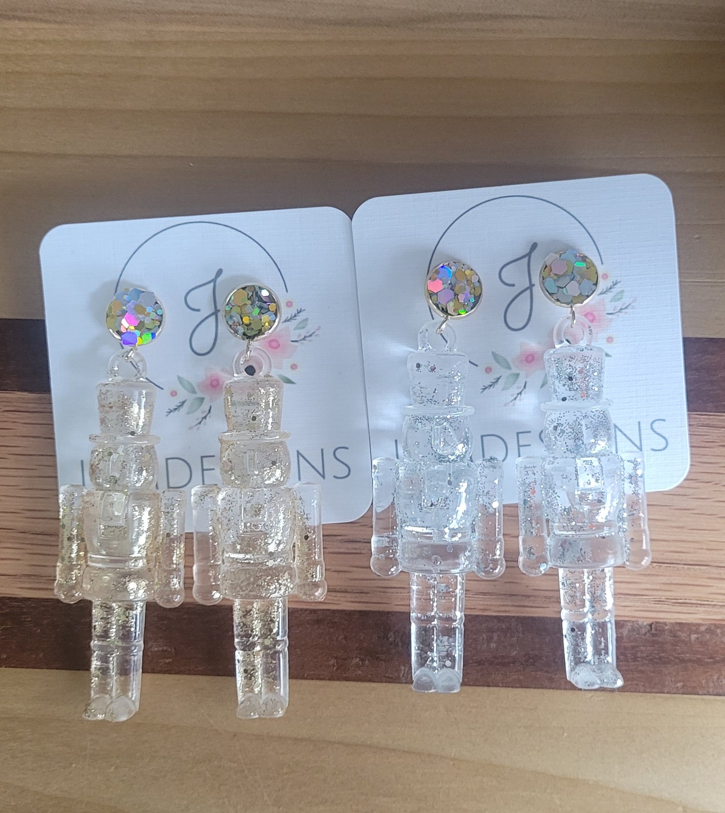 Icy Nutcracker Glitter Top Earrings