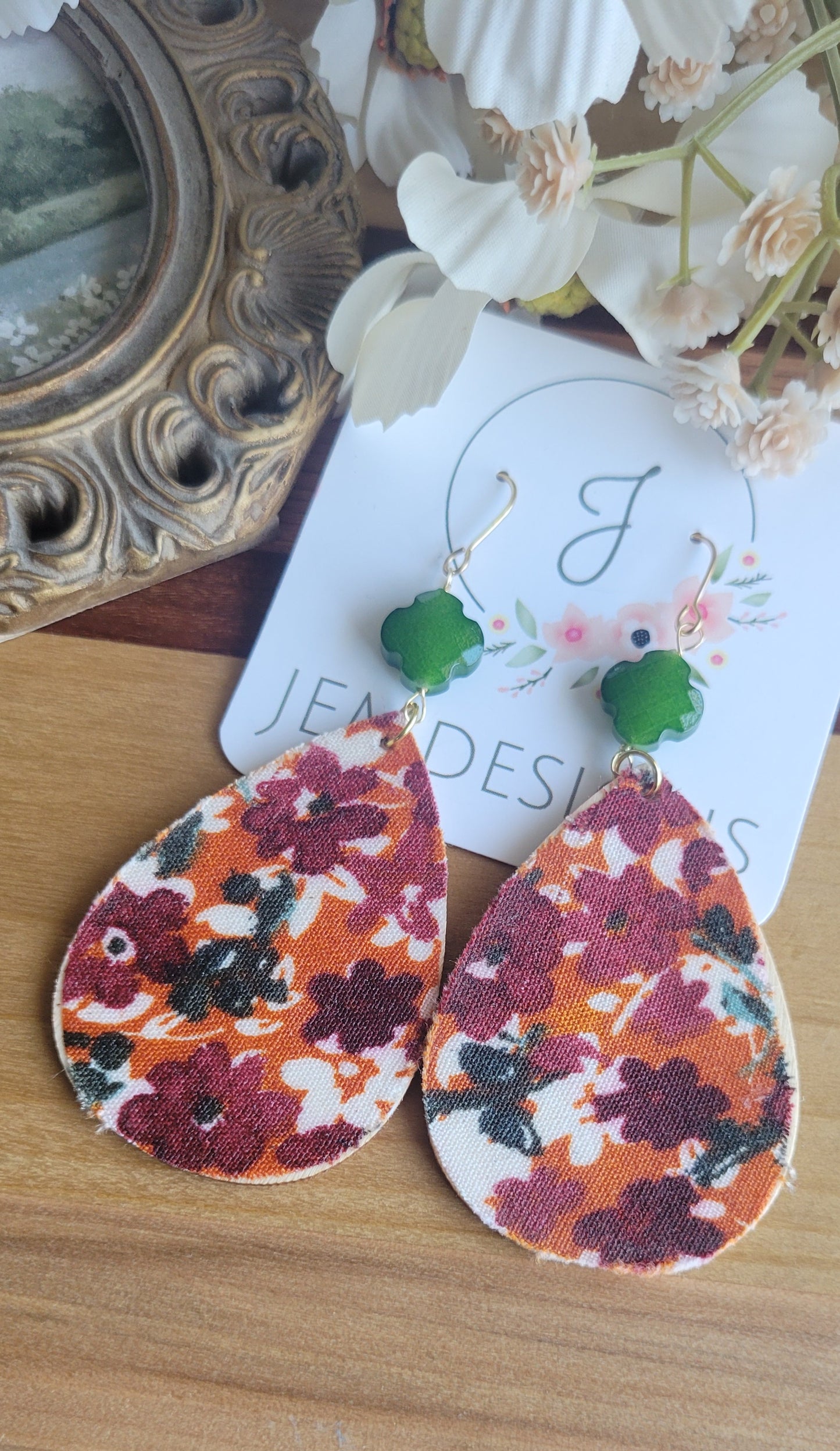 Autumn Floral Fabric Earrings