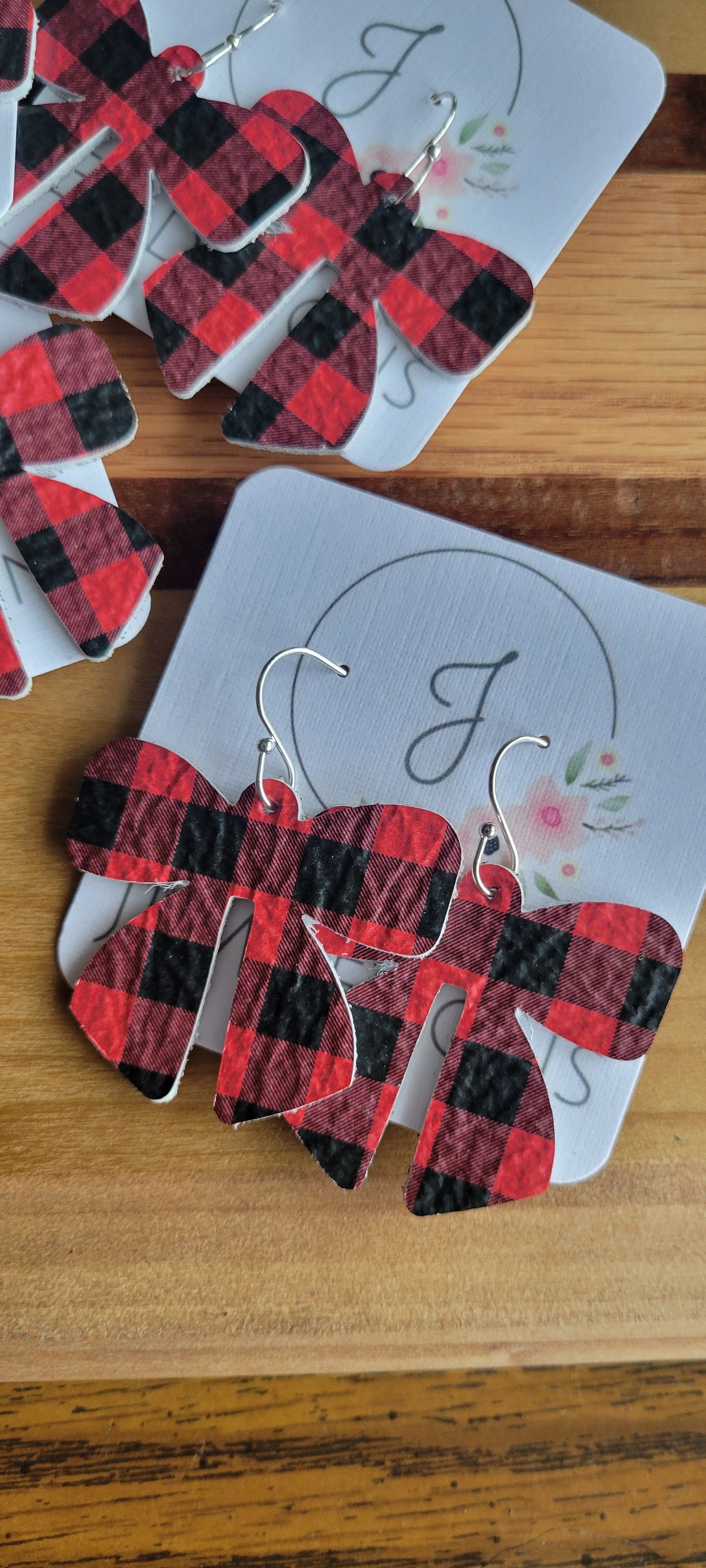 Buffalo Plaid Bow Earrings