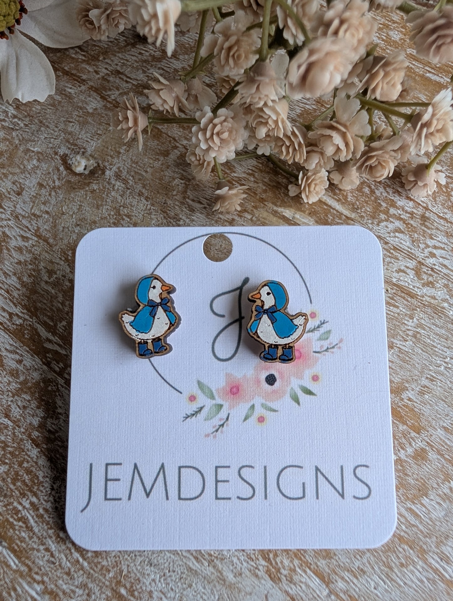 Blue Bonnet Duckling Earrings