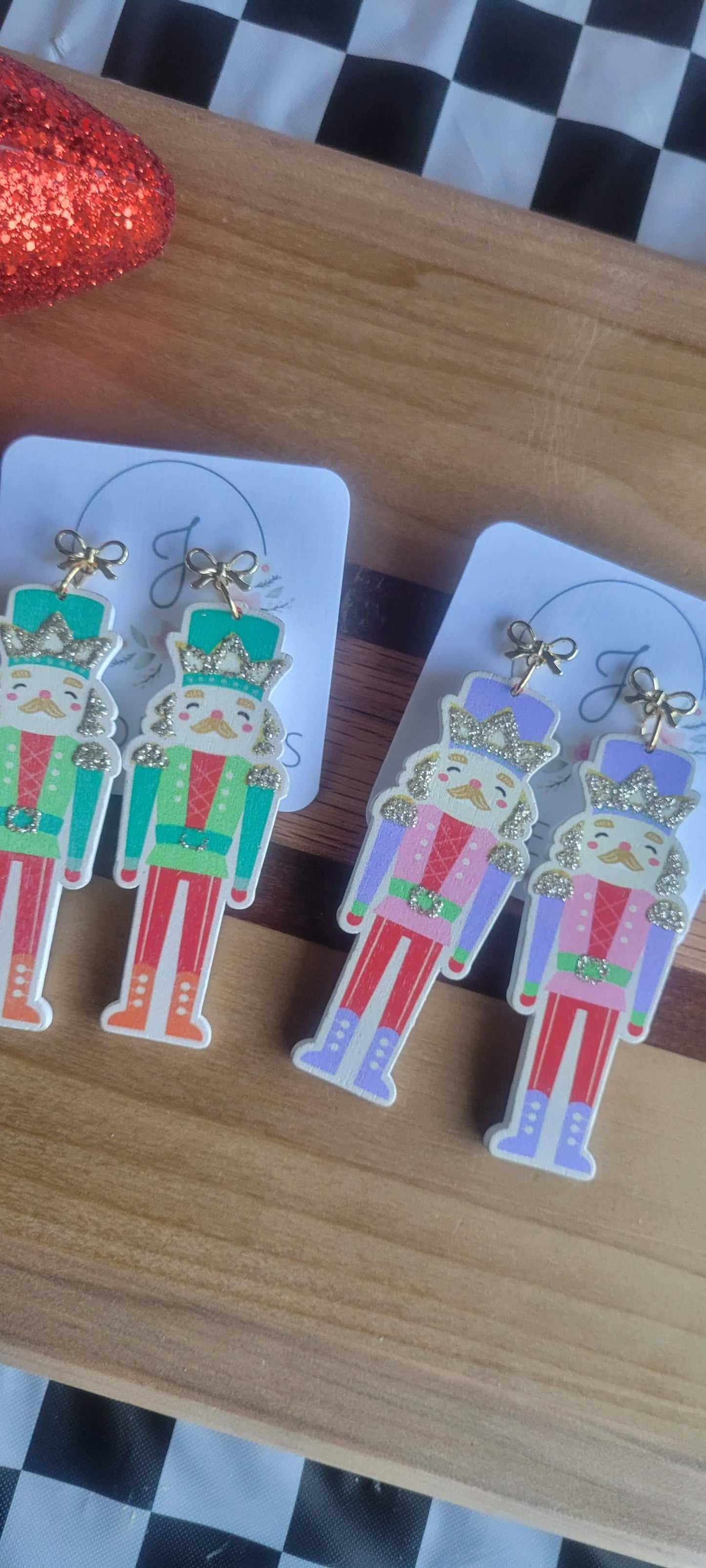 Bow Top Nutcracker Earrings