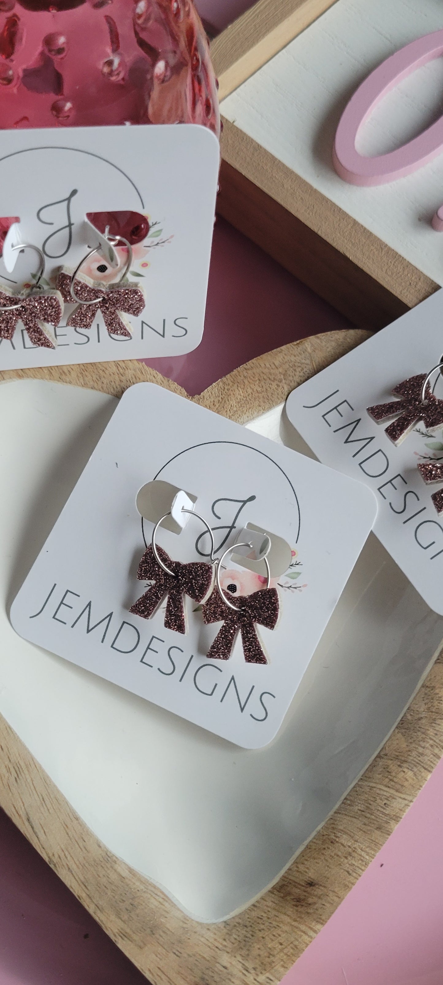 Small Pink Bow Earrings
