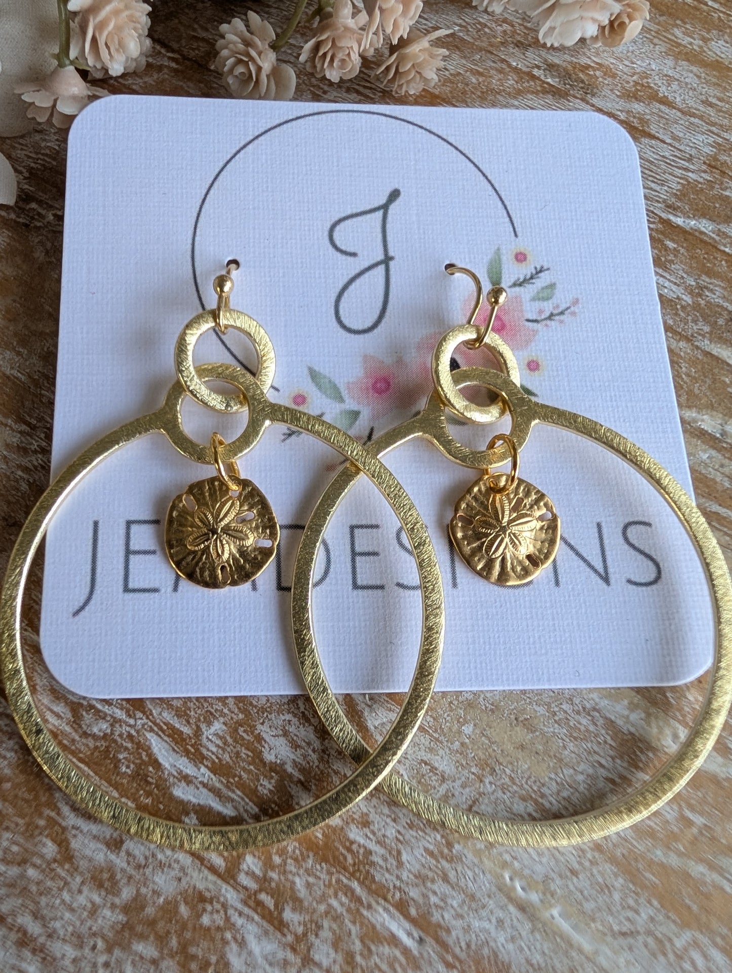 Gold Sand Dollar Earrings