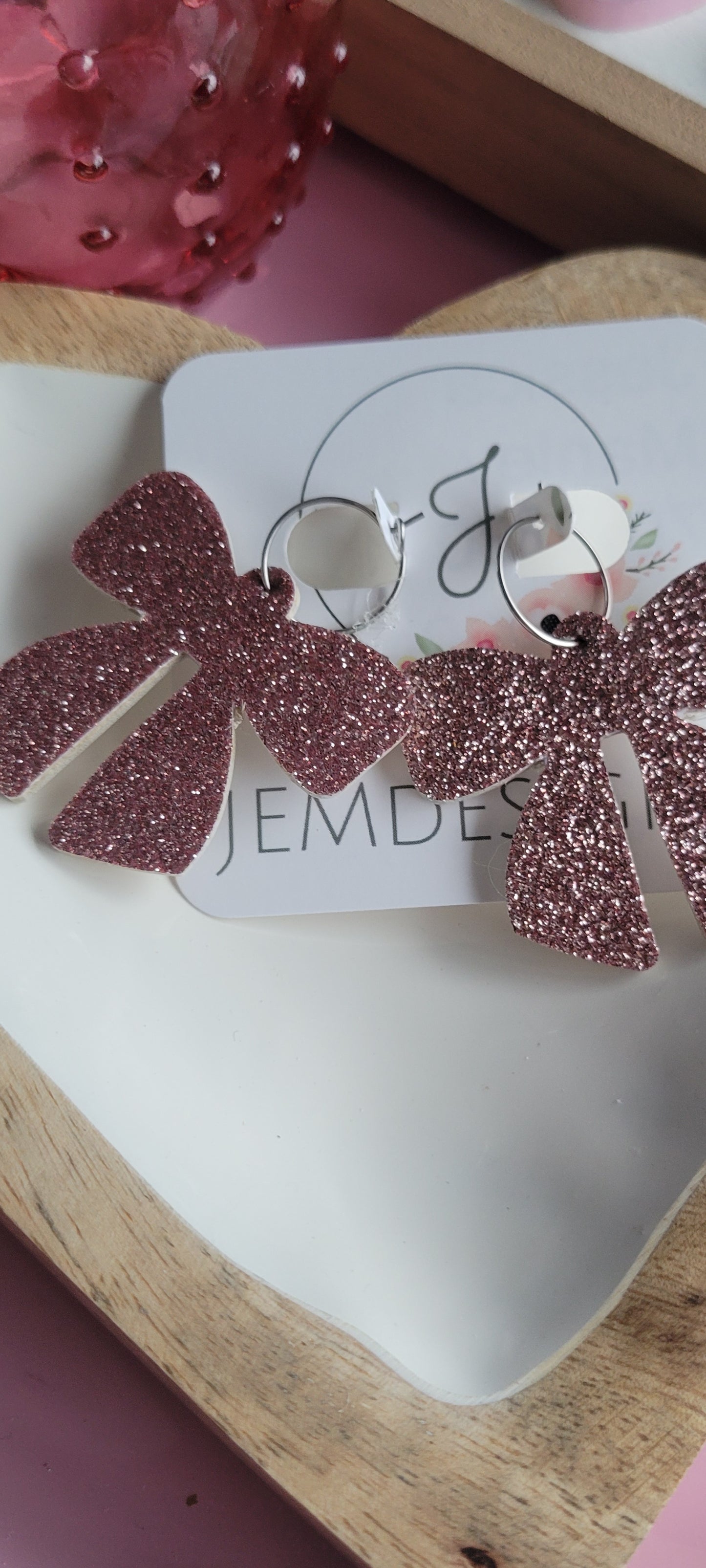 Big Pink Bow Earrings