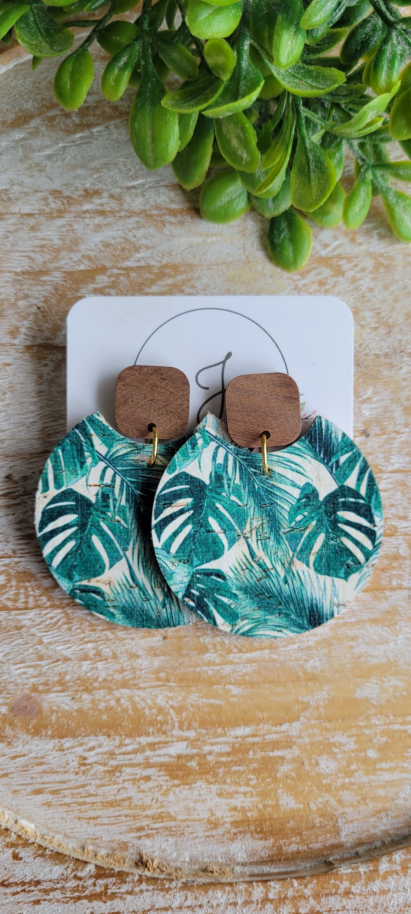 Palm Leaf Cork Earrings