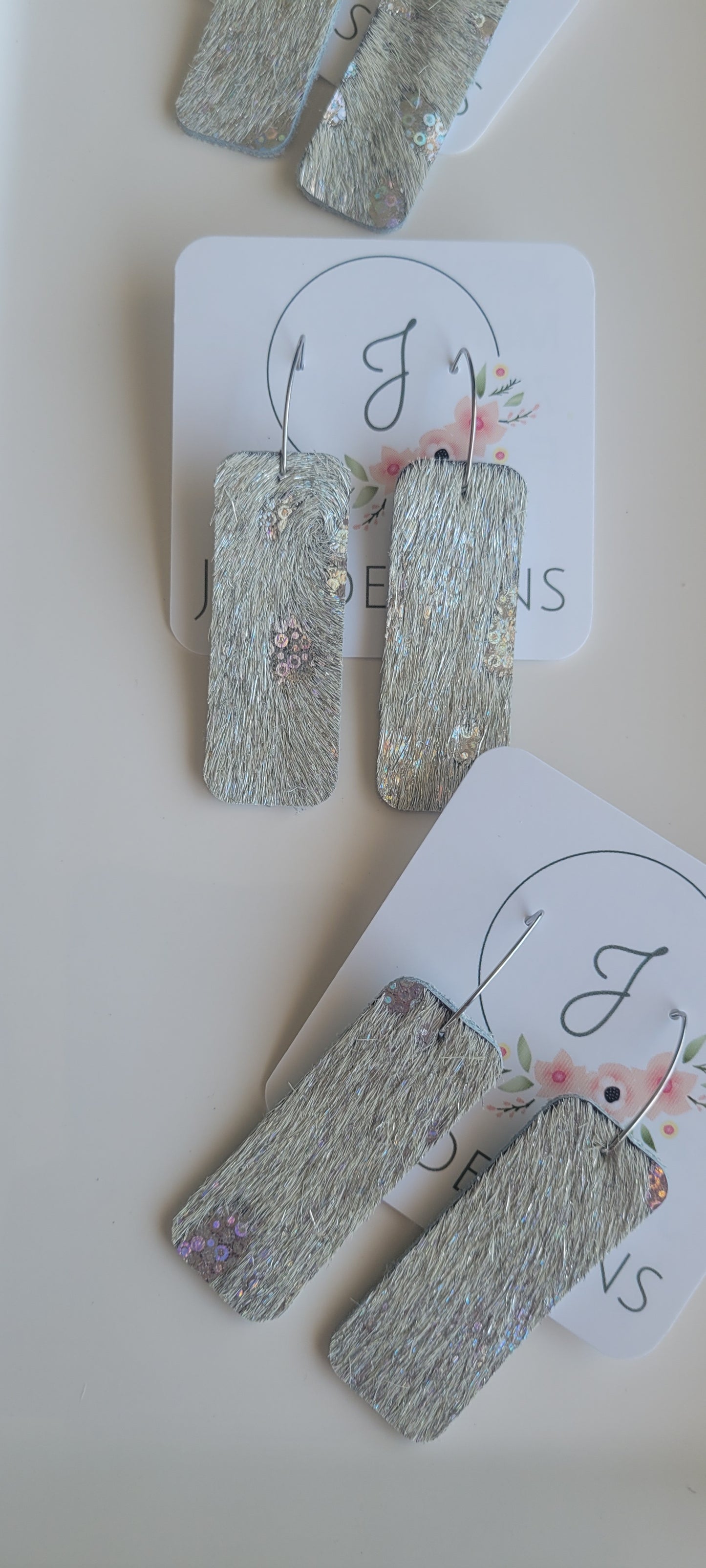 Silver Stardust Leather Earrings