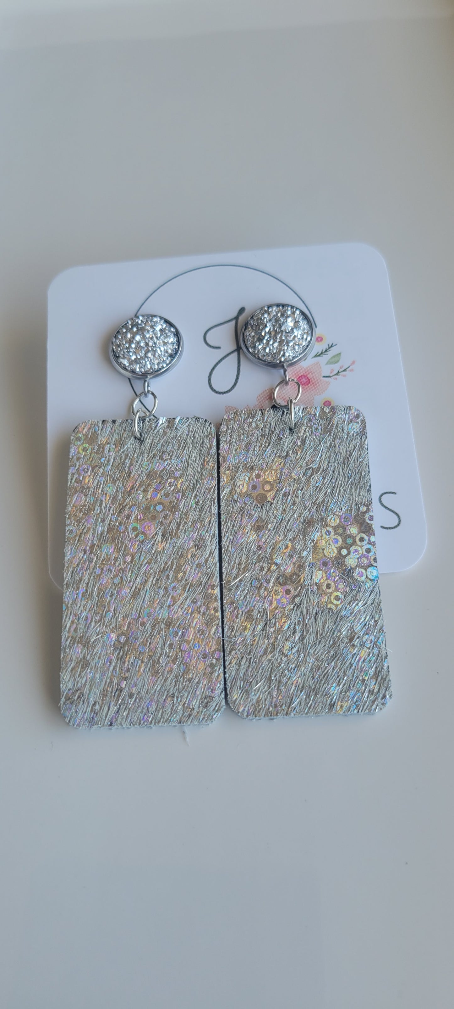 Silver Stardust Leather Earrings