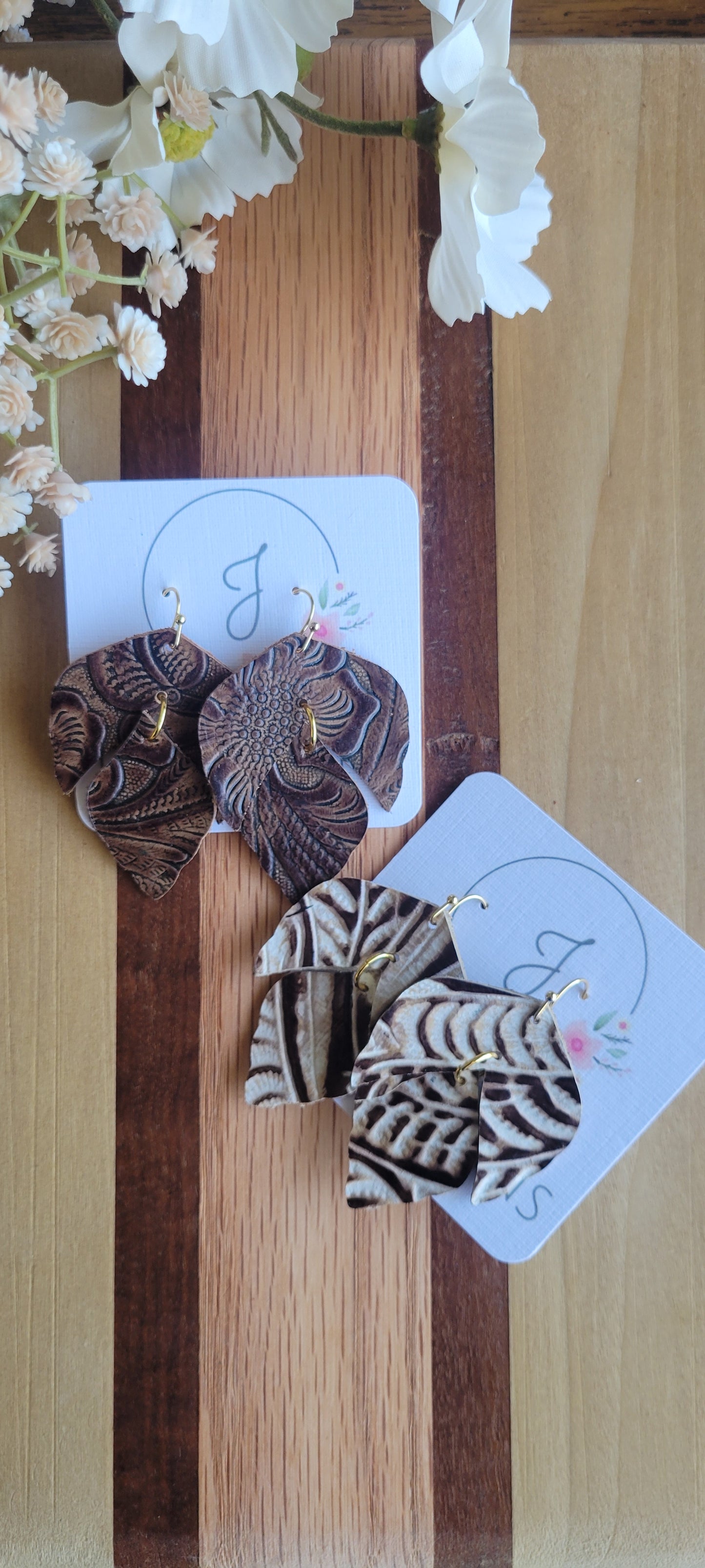 Tooled Leather Earrings