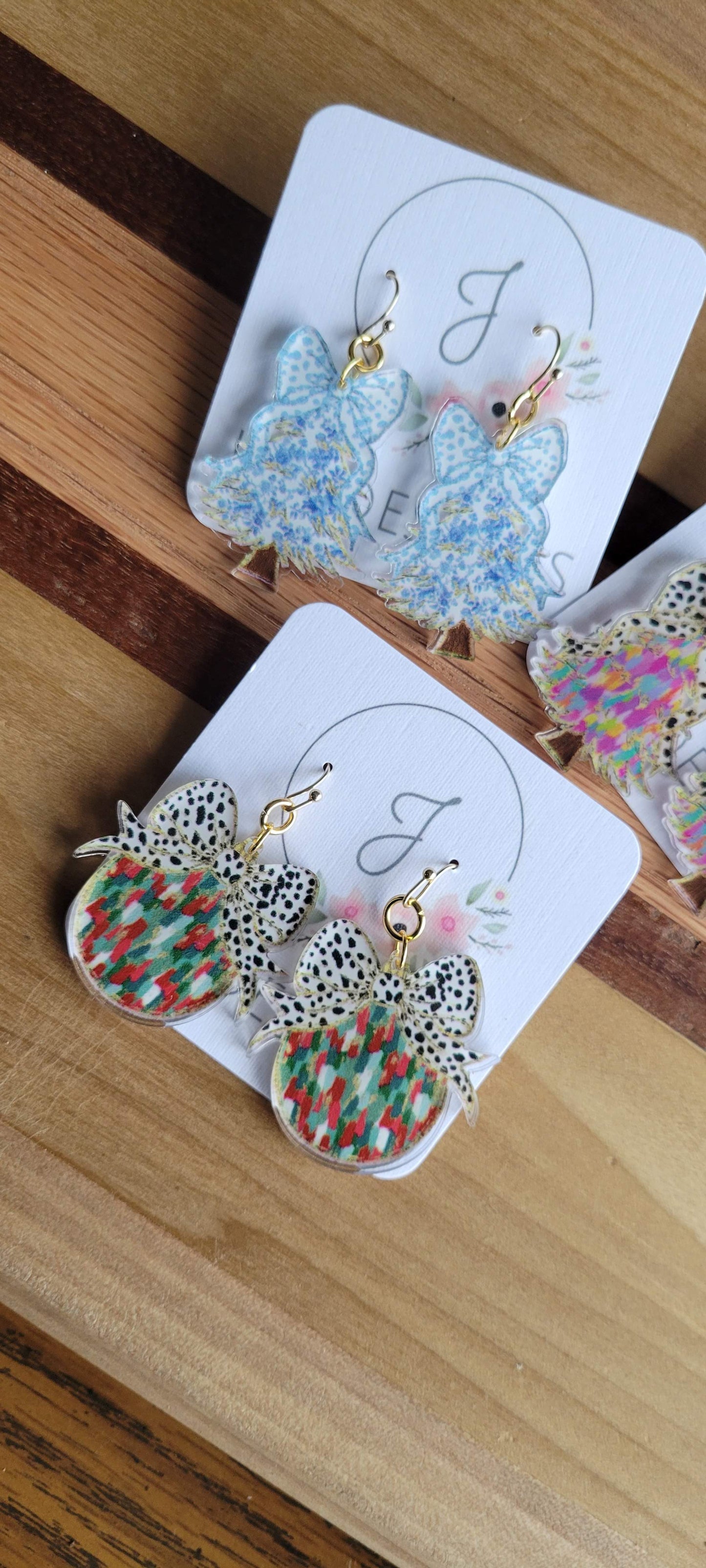 Pastel Painted Christmas Tree Earrings