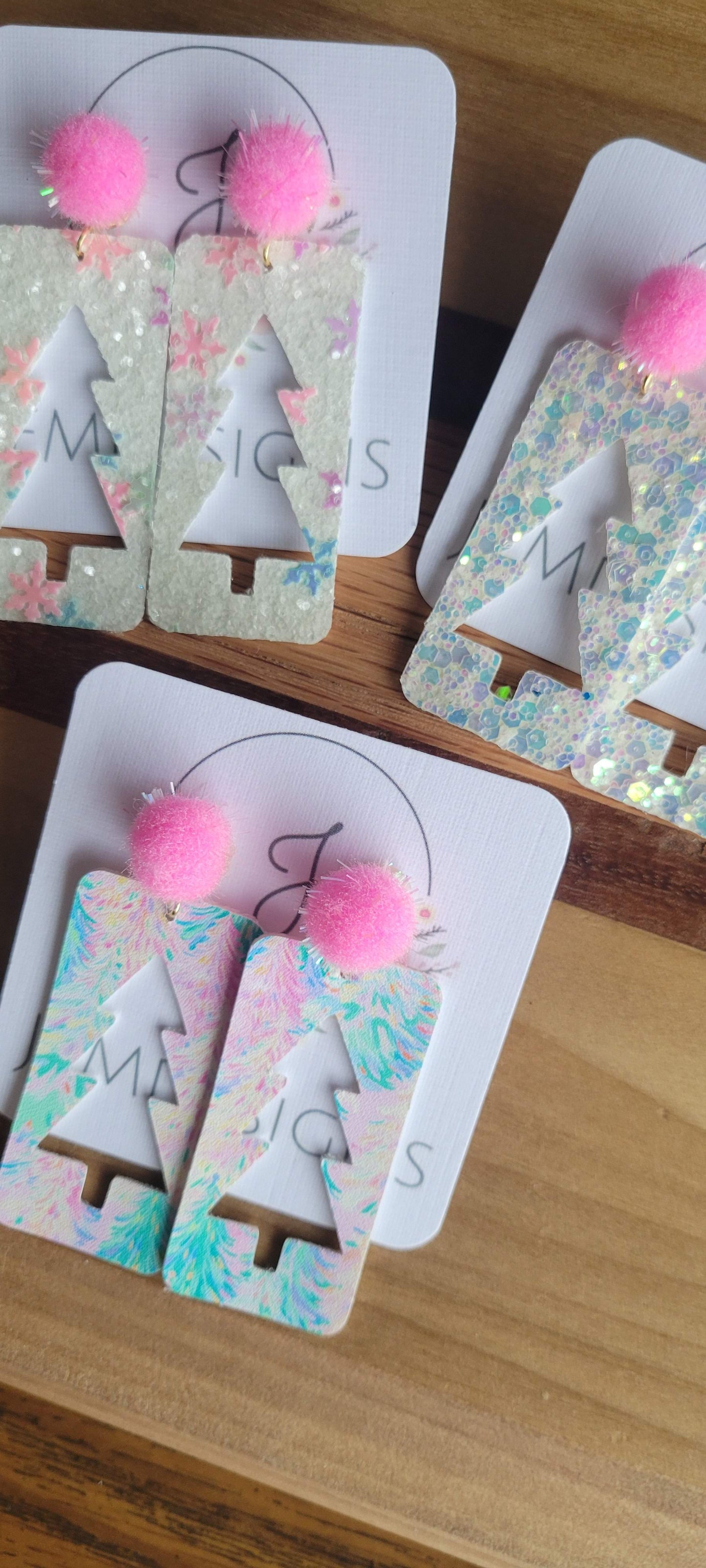 Christmas Tree Rectangle Earrings