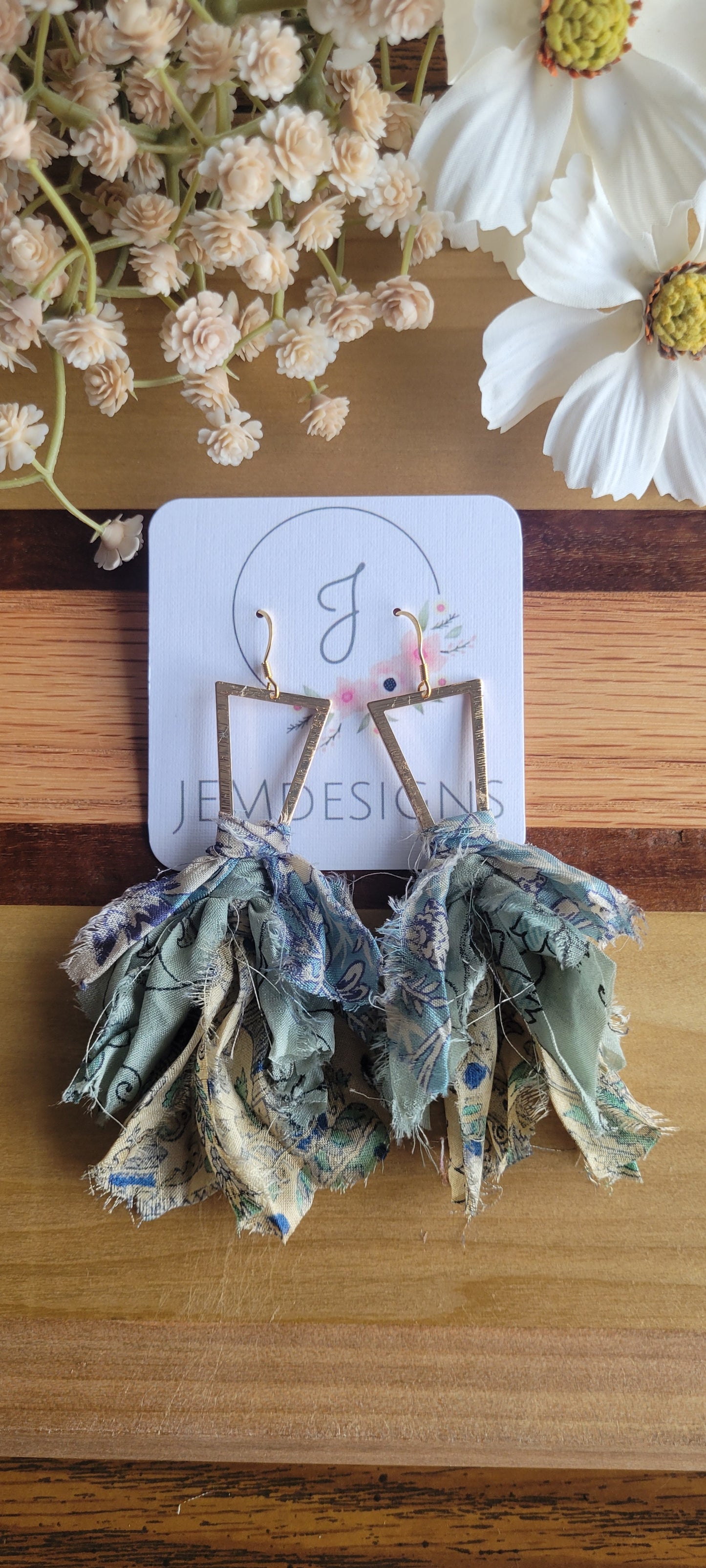 Blue Scarf Earrings