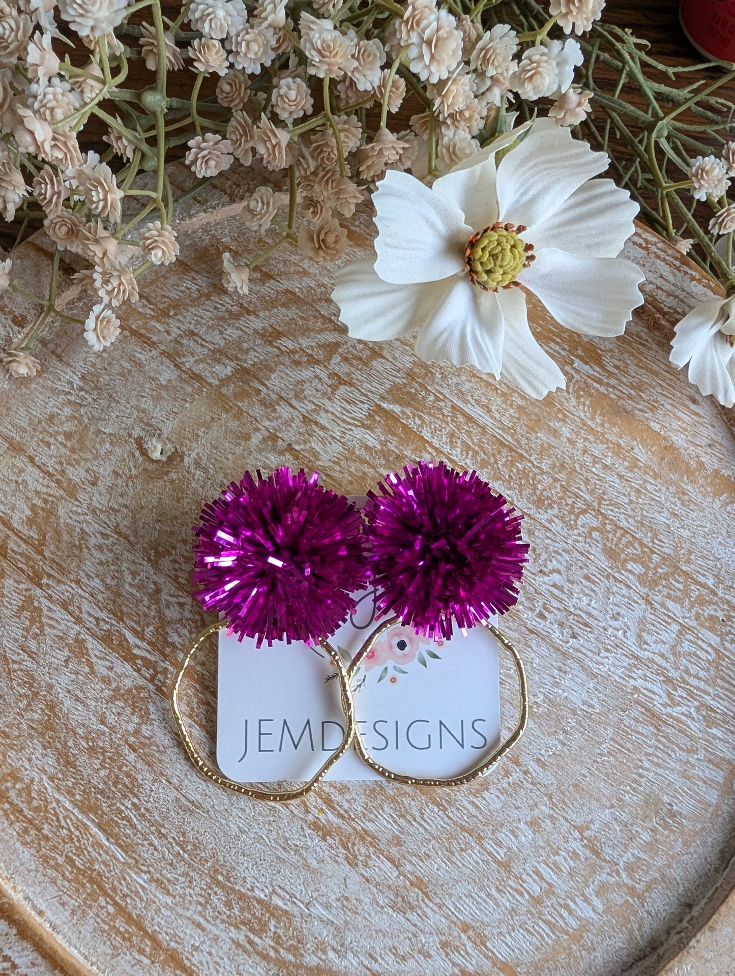 Magenta Tinsel Earrings