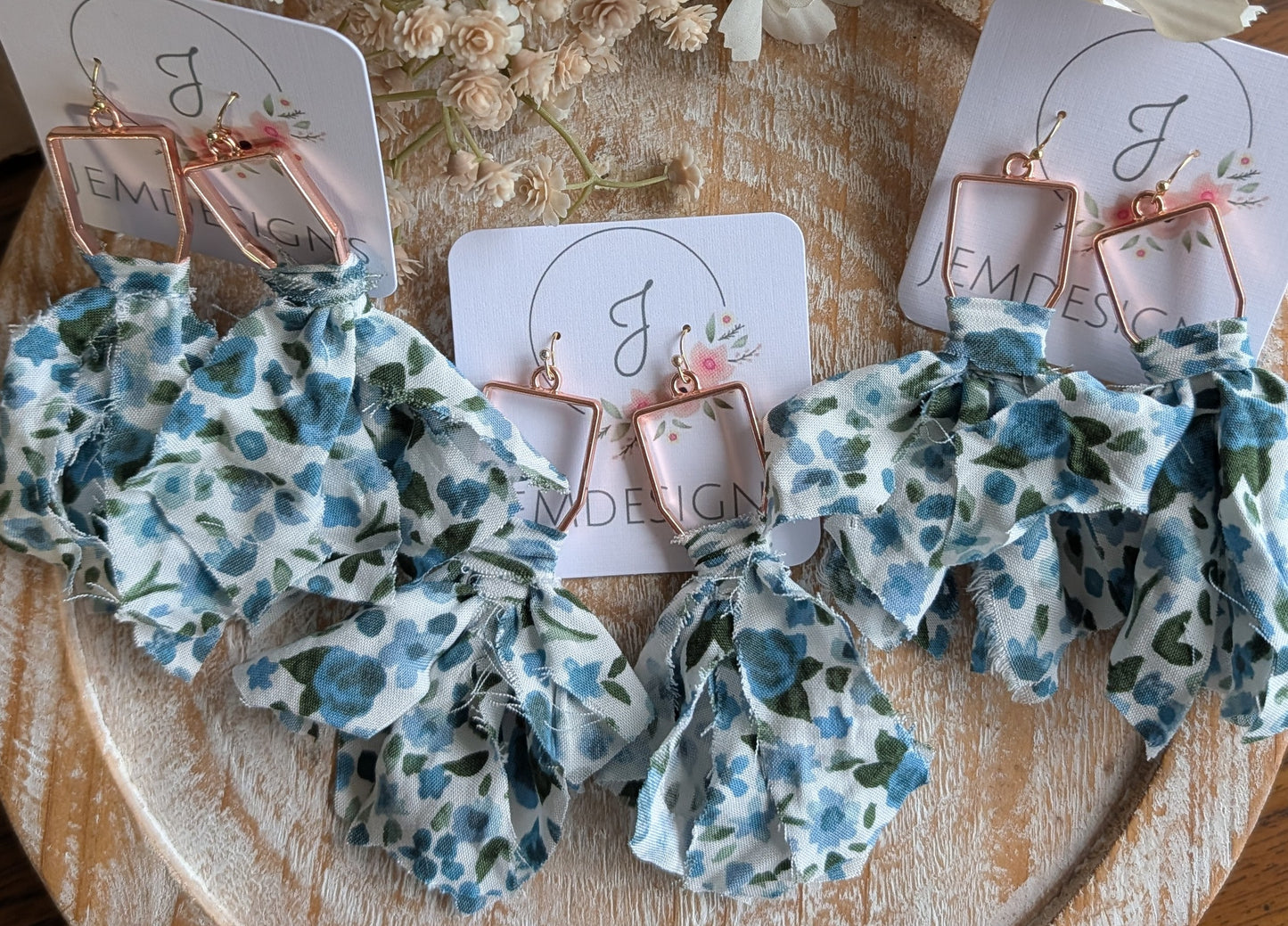 Blue Floral Braided Fabric Necklace