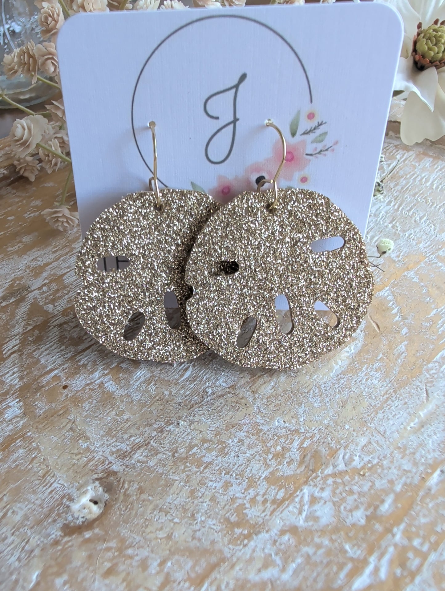 Gold Sand dollar Earrings