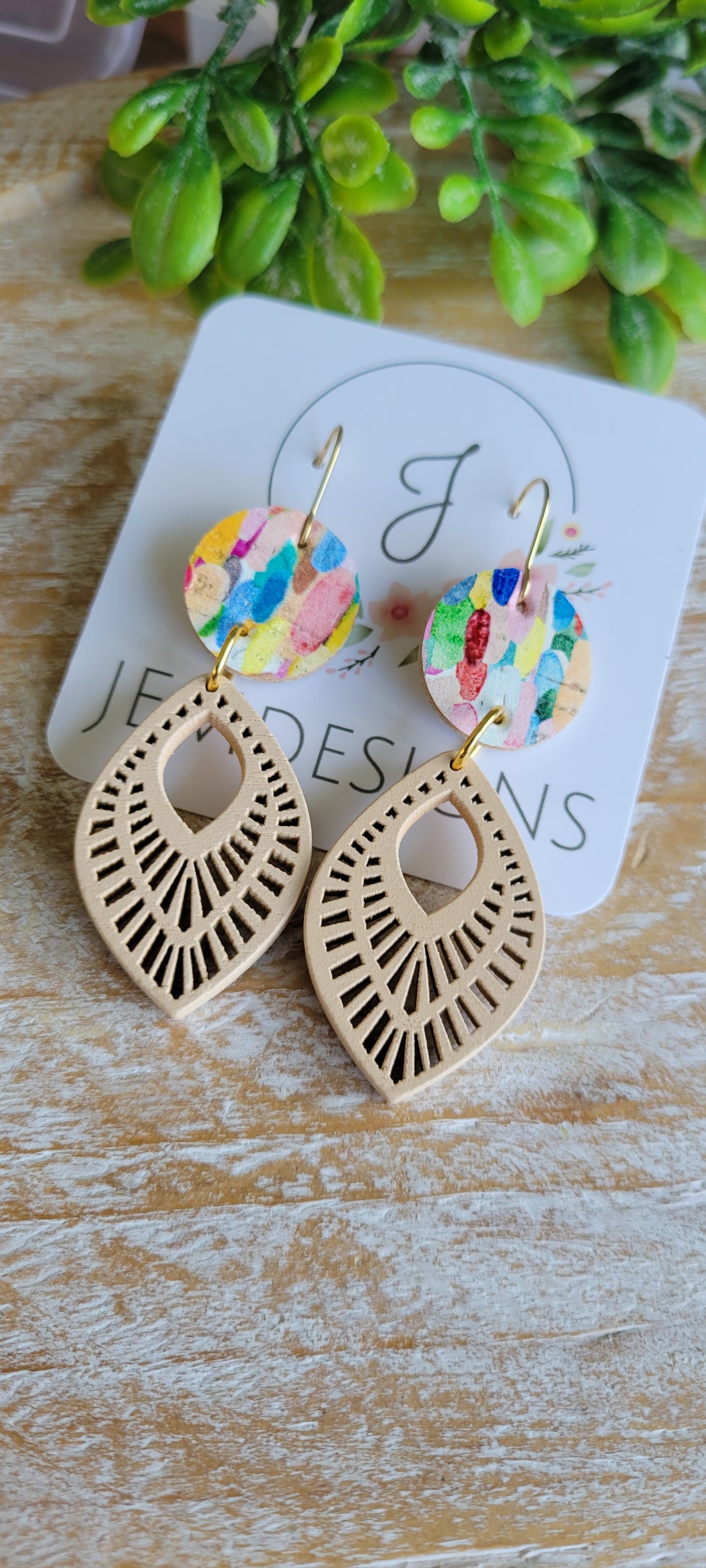 Confetti Cork Wood Earrings