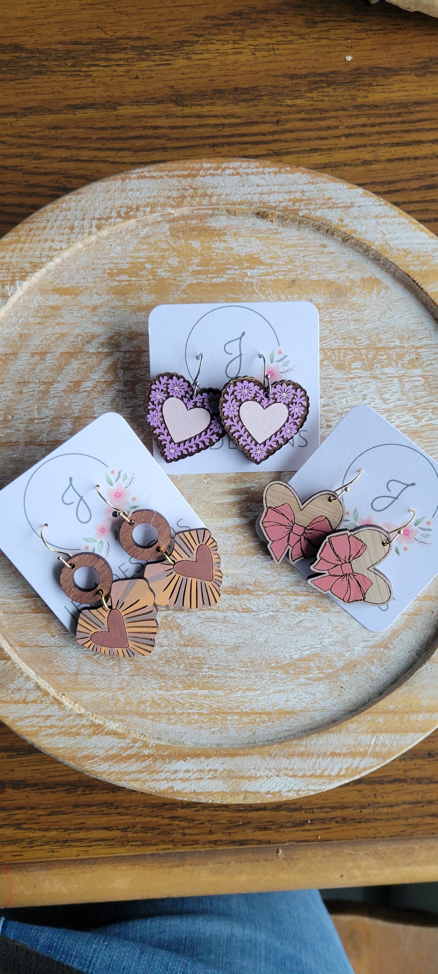 Wooden Heart Earrings