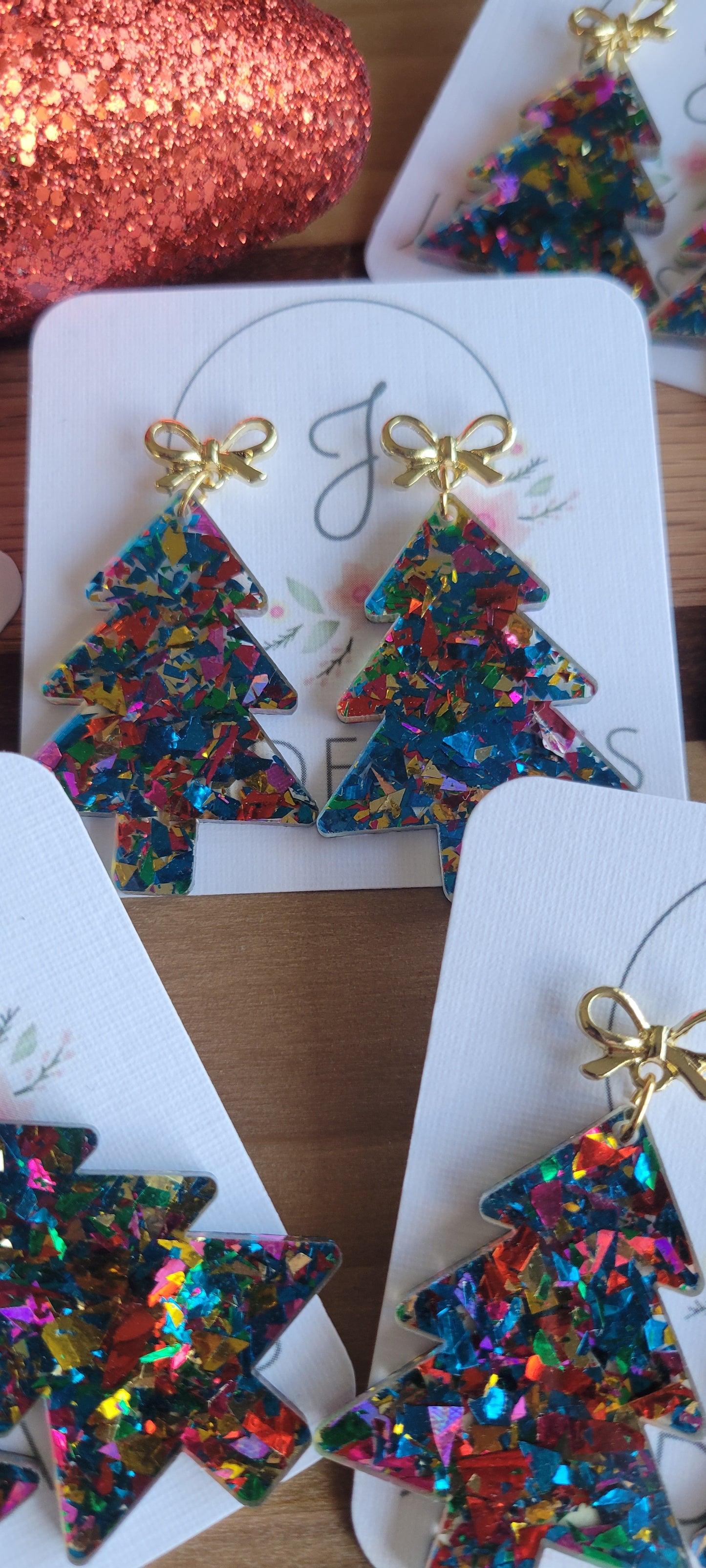 Christmas Tinsel Tree Earrings