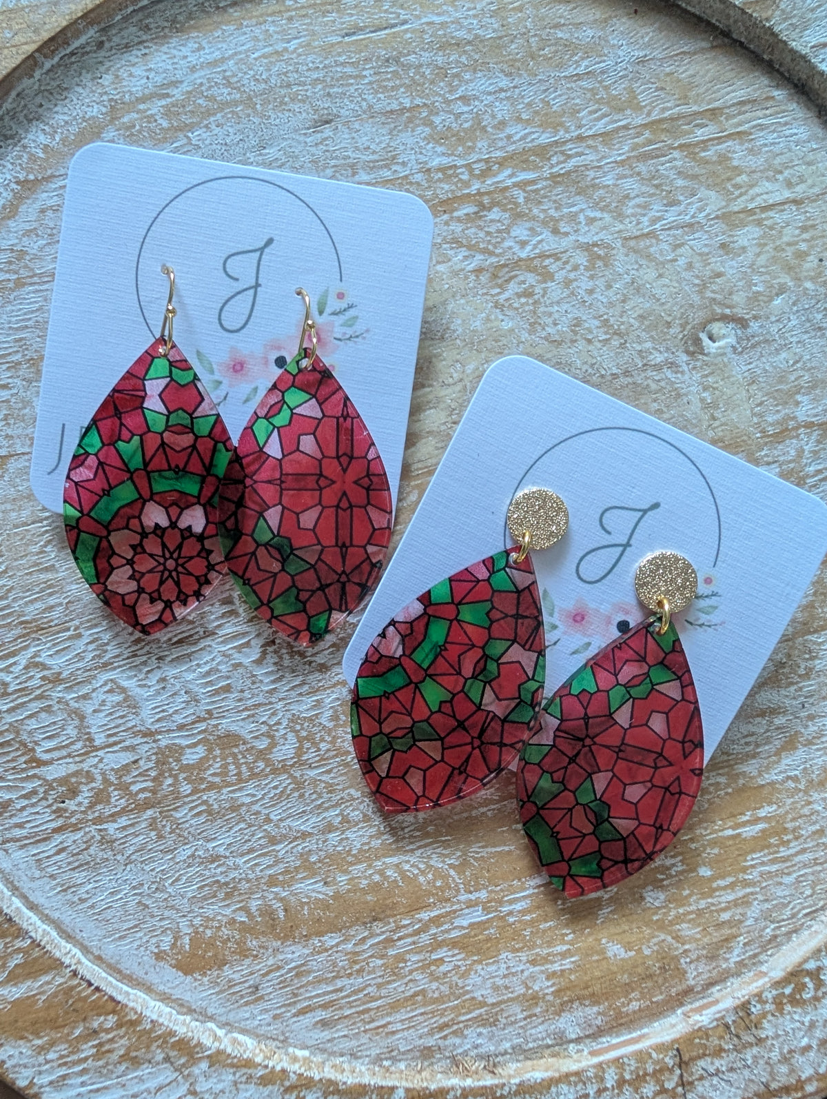 Stained Glass Christmas Earrings