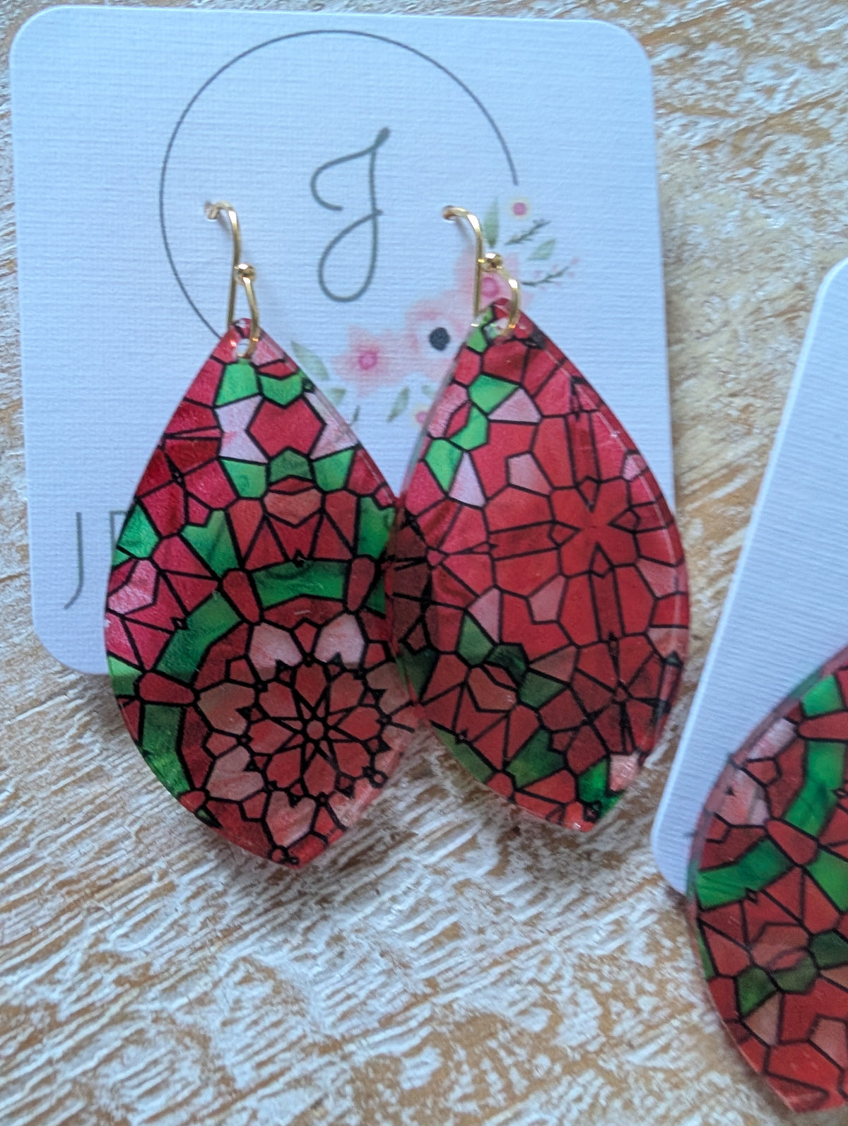 Stained Glass Christmas Earrings