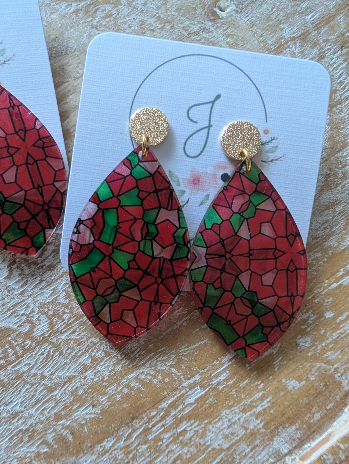 Stained Glass Christmas Earrings