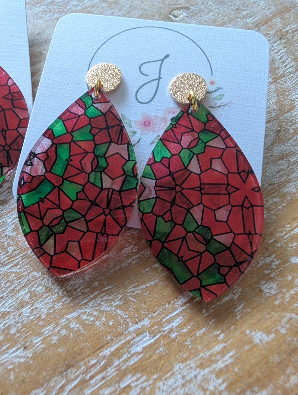 Stained Glass Christmas Earrings