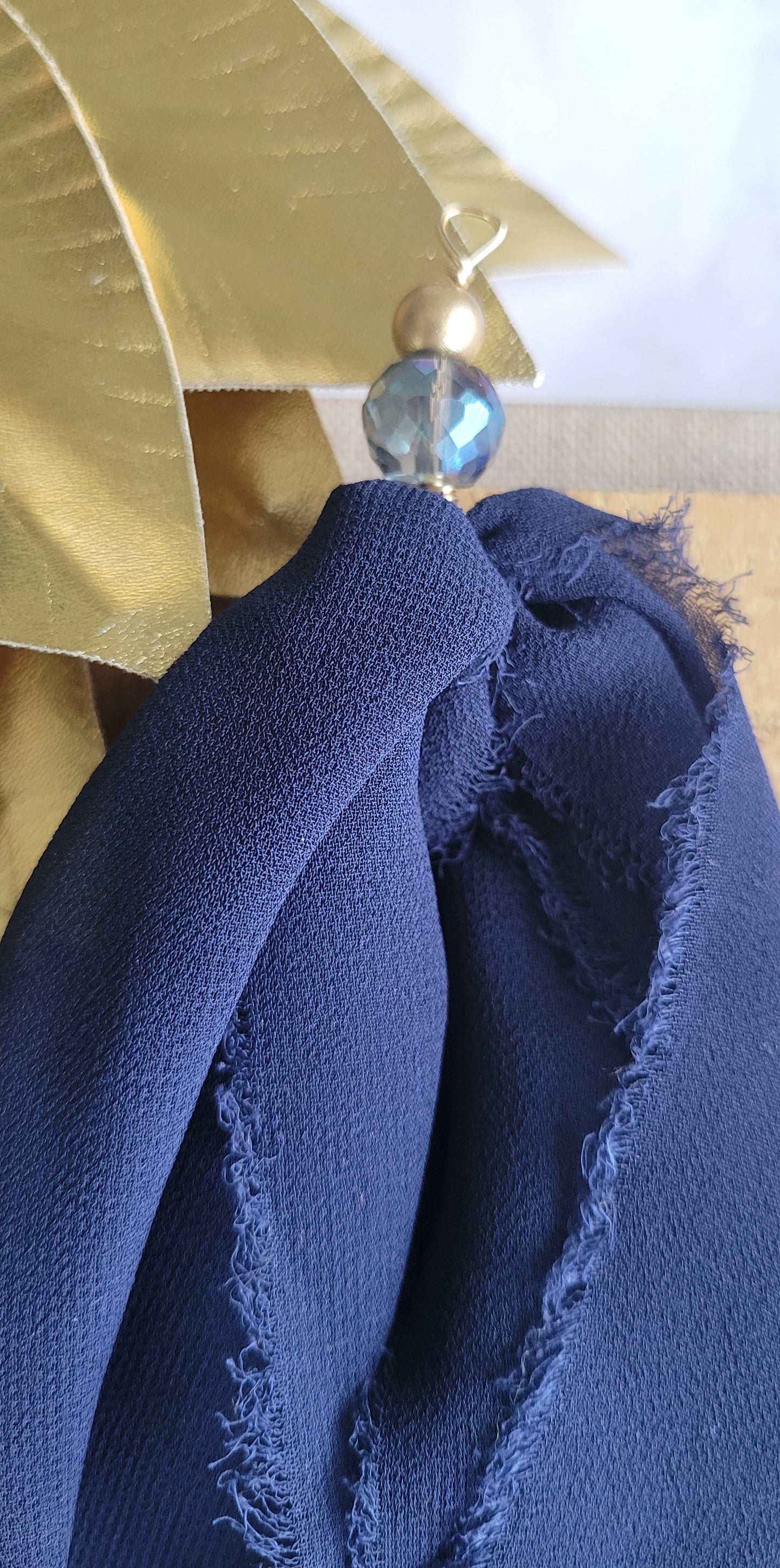 Navy Blue Chiffon Silk Tassel