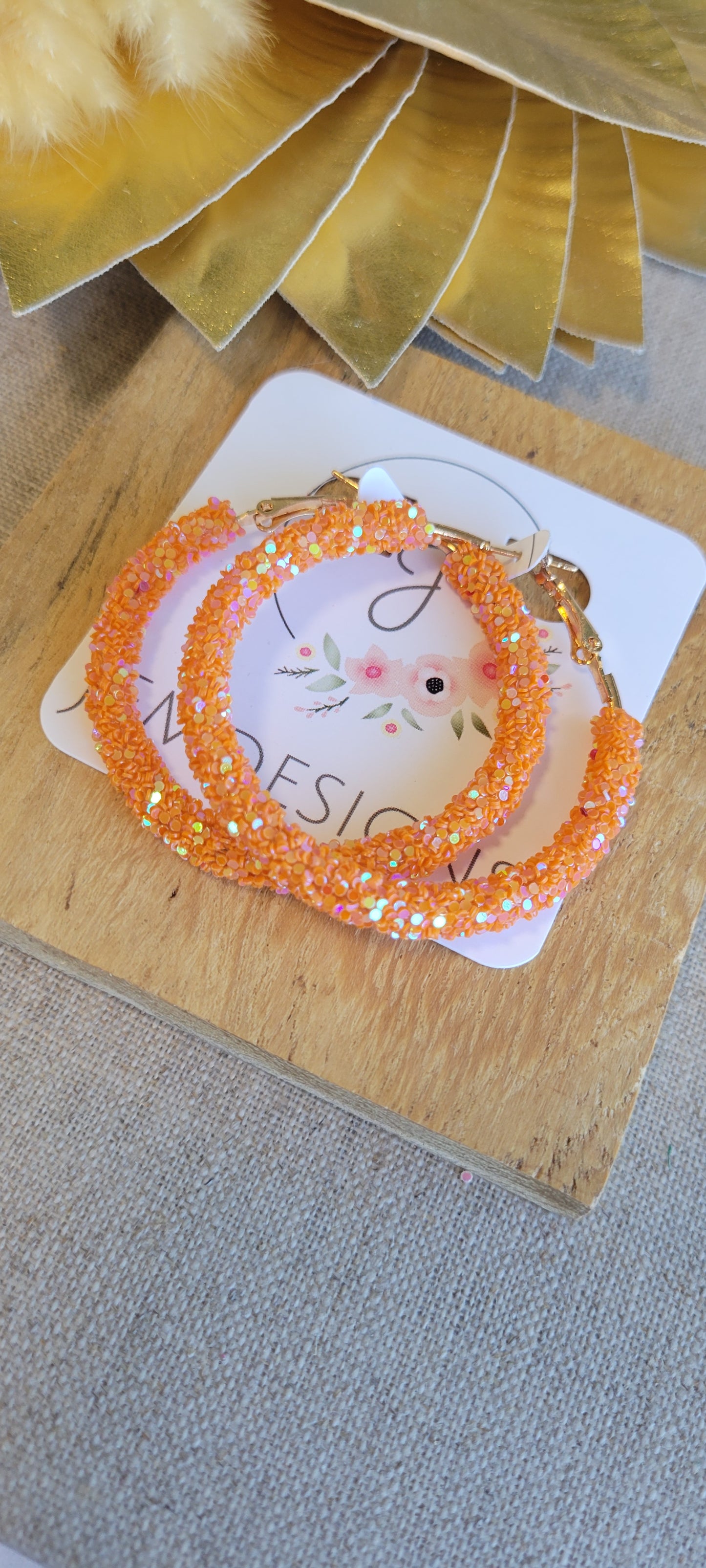 Glitter Hoops in Orange