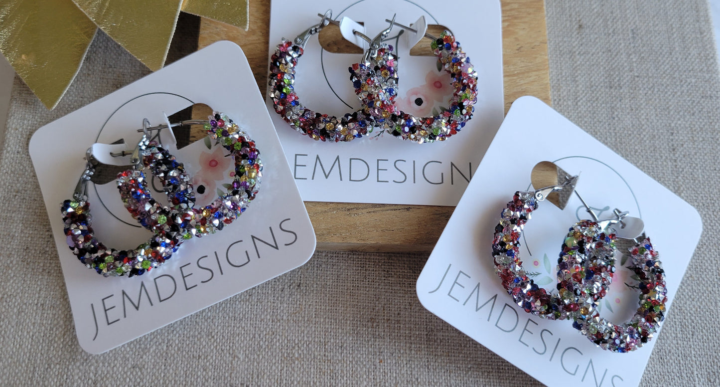 Party Time Glitter Hoops in Small