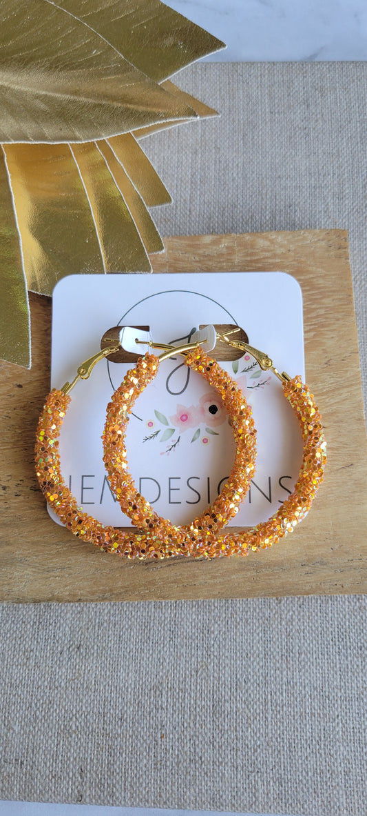 Autumn Glitter Hoop Earrings