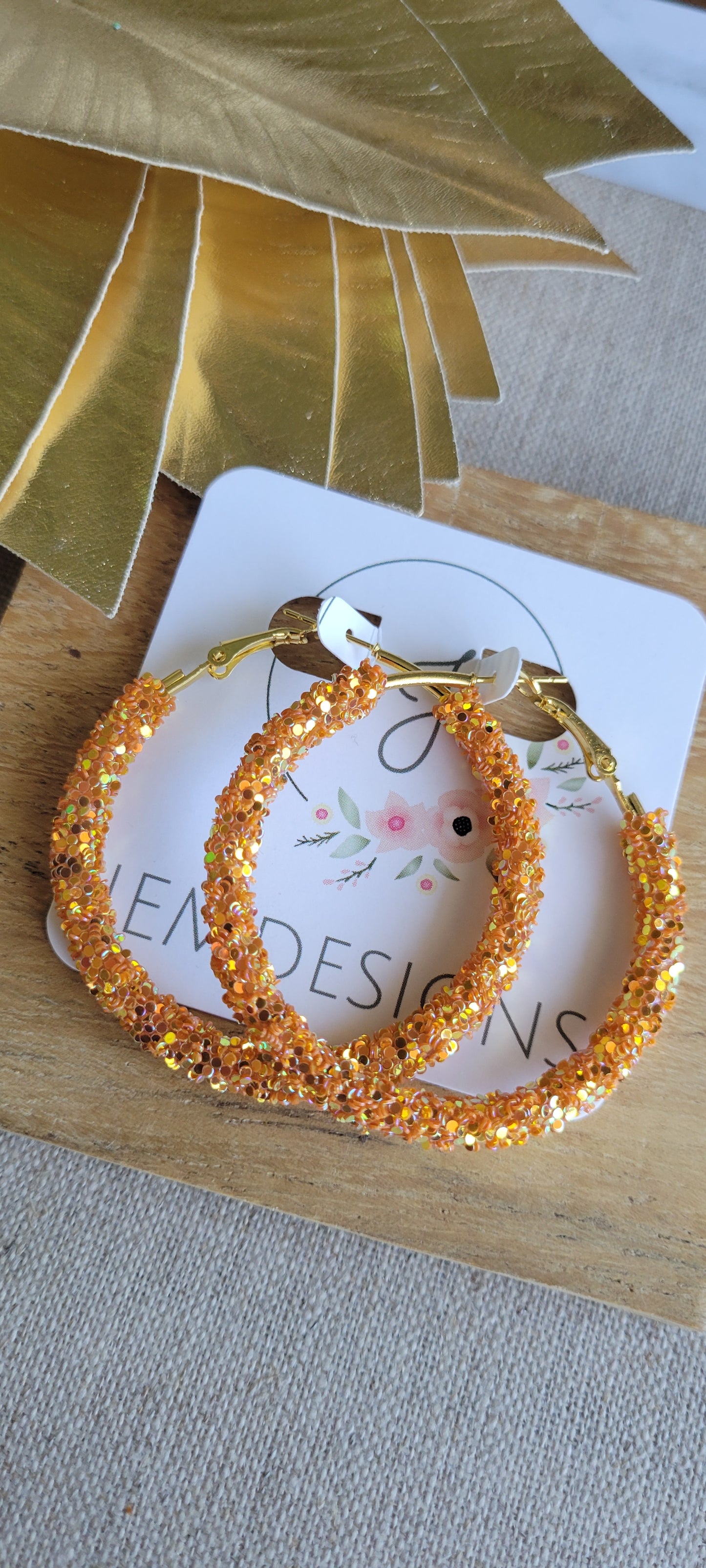 Autumn Glitter Hoop Earrings